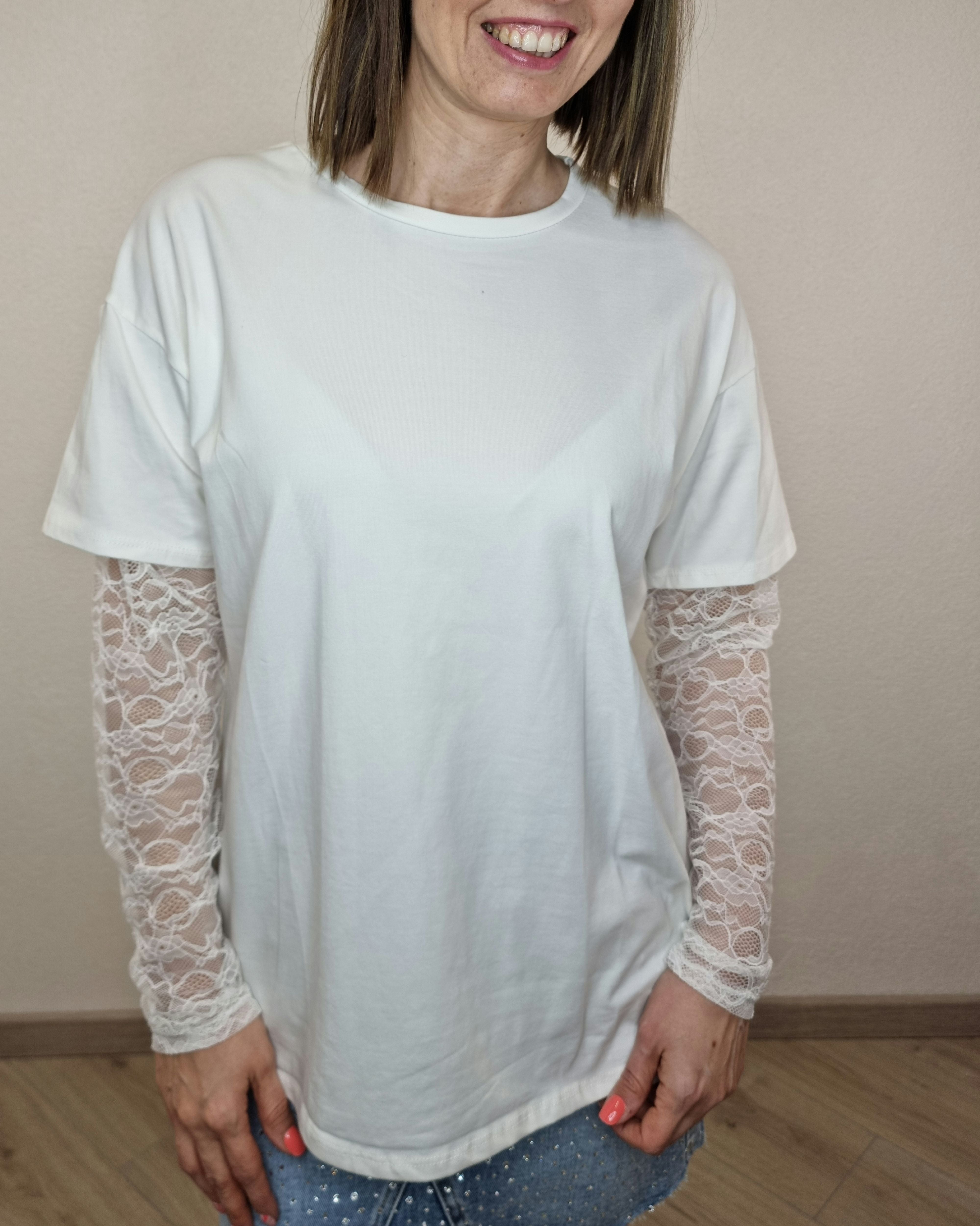 T-SHIRT PIZZO BIANCA