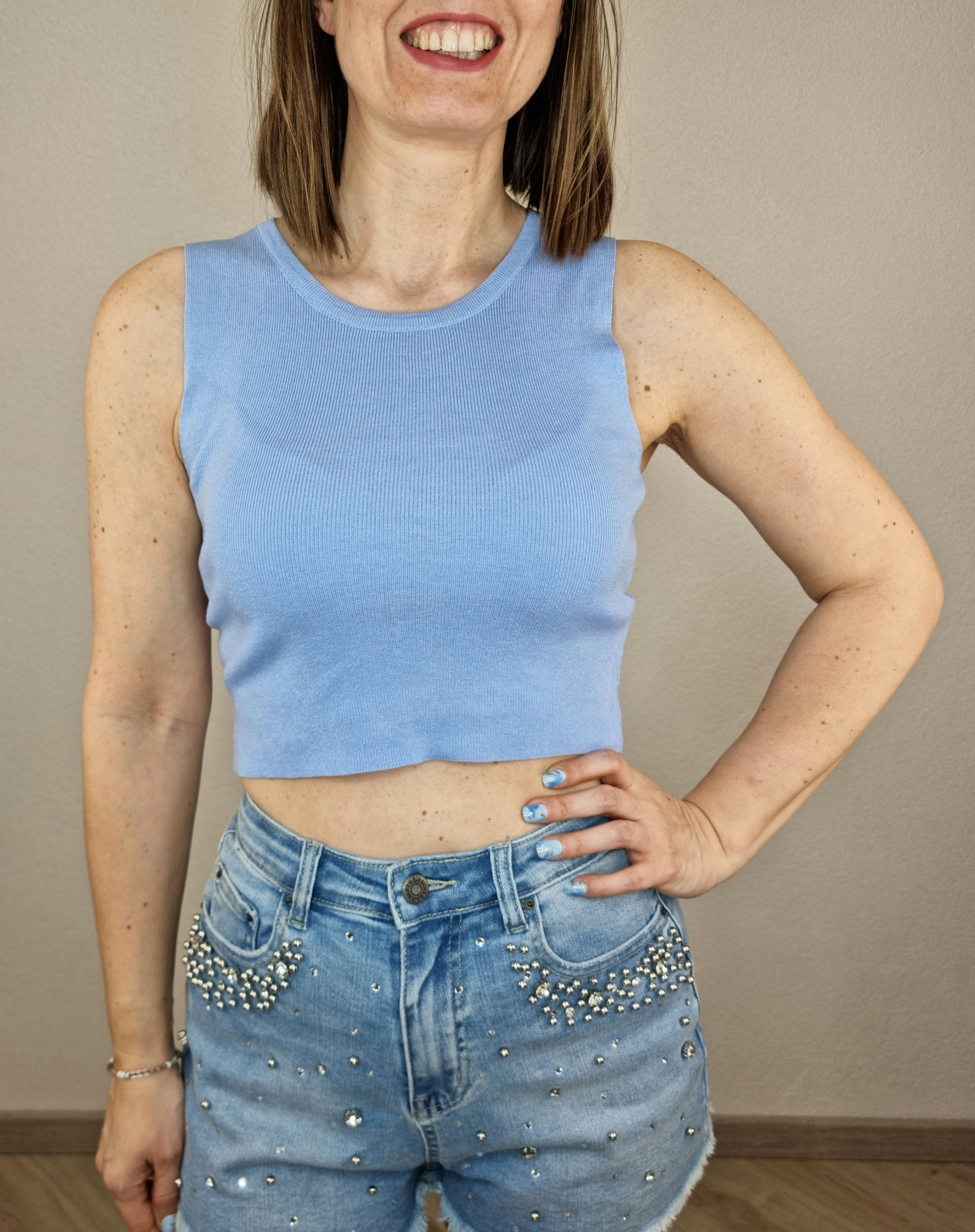 TOP CROP AZZURRO