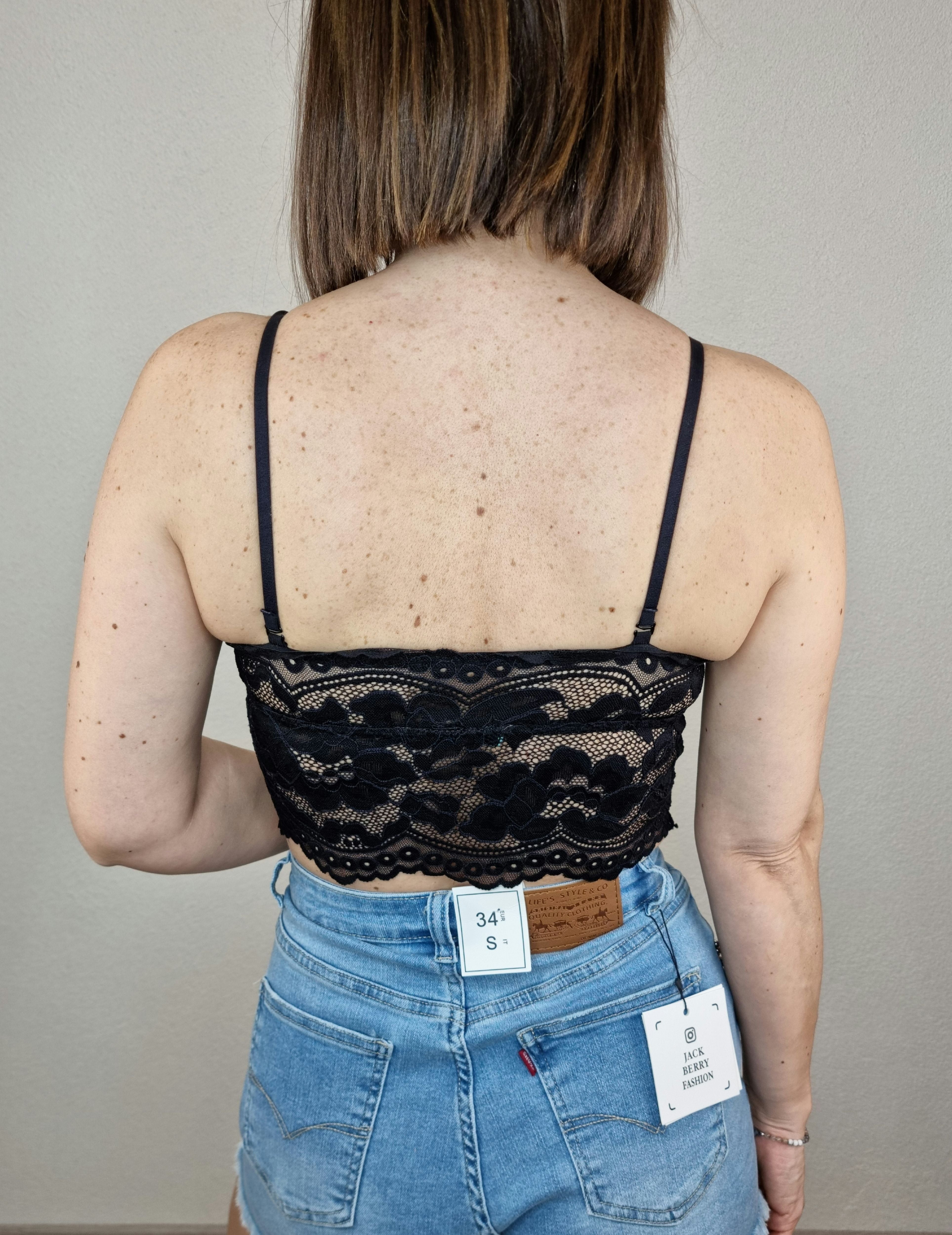 TOP PIZZO BRALETTE NERO