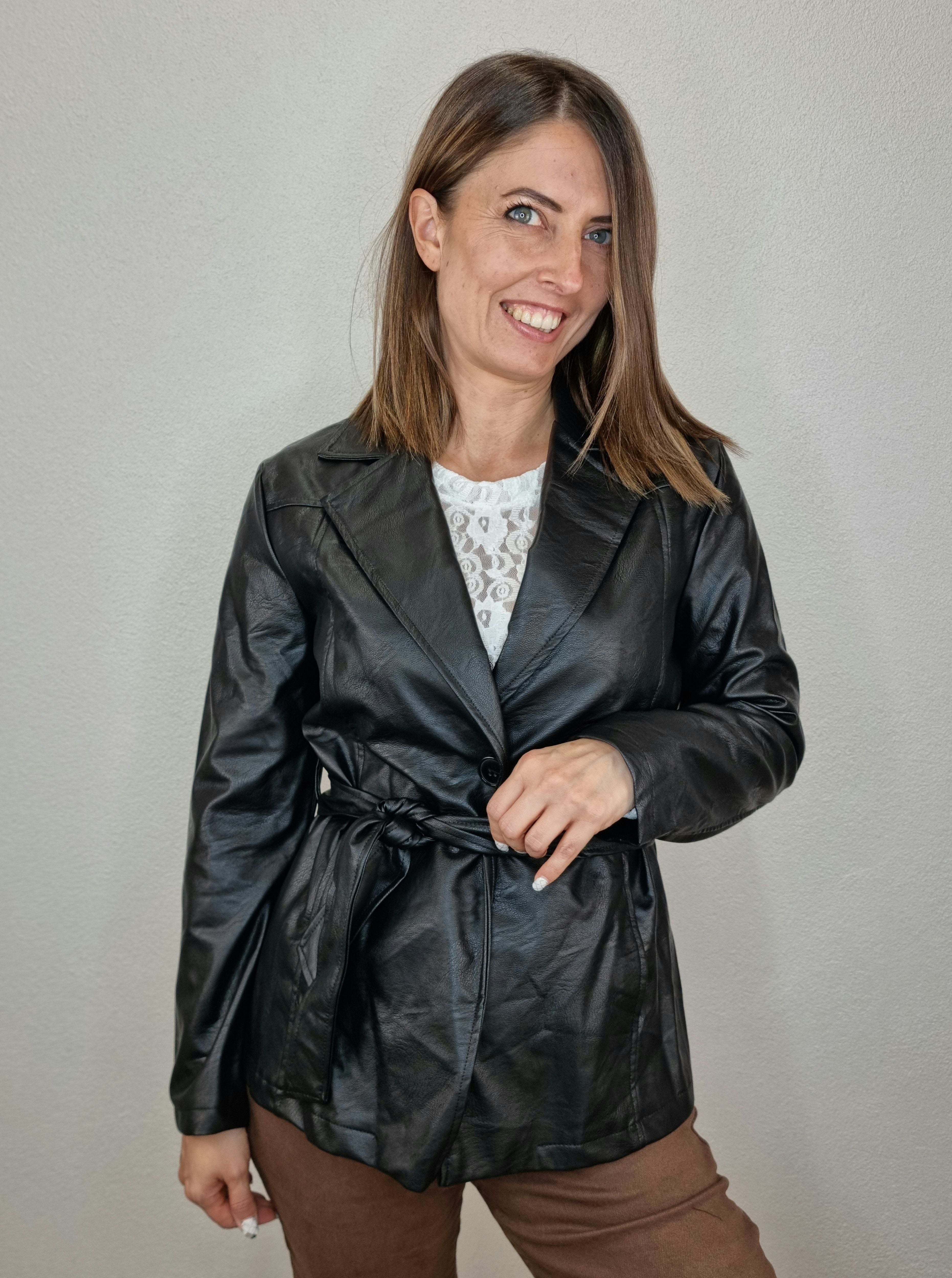 BLAZER NERO SIMIL PELLE