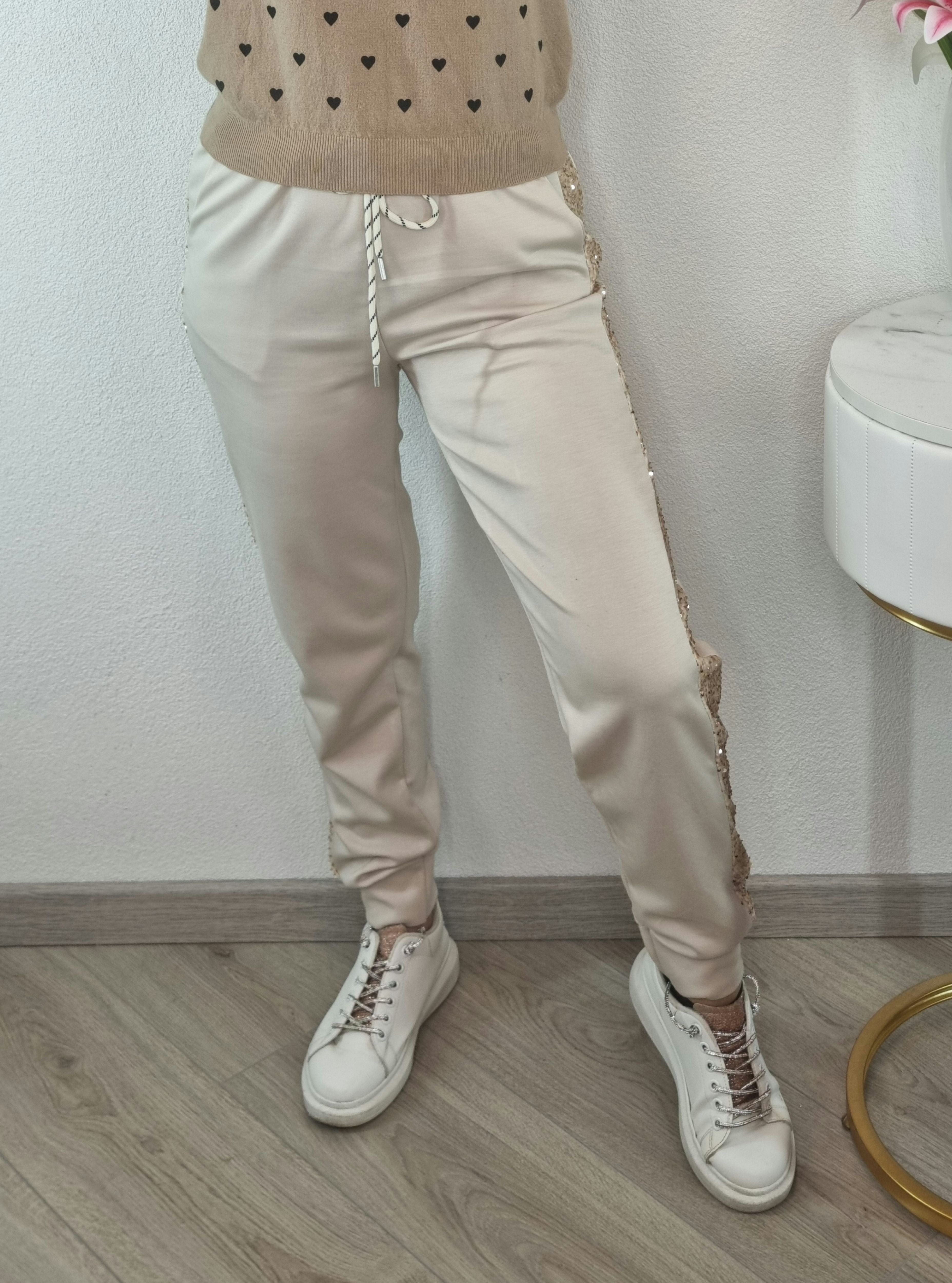 PANTALONE PAILETTES PANNA