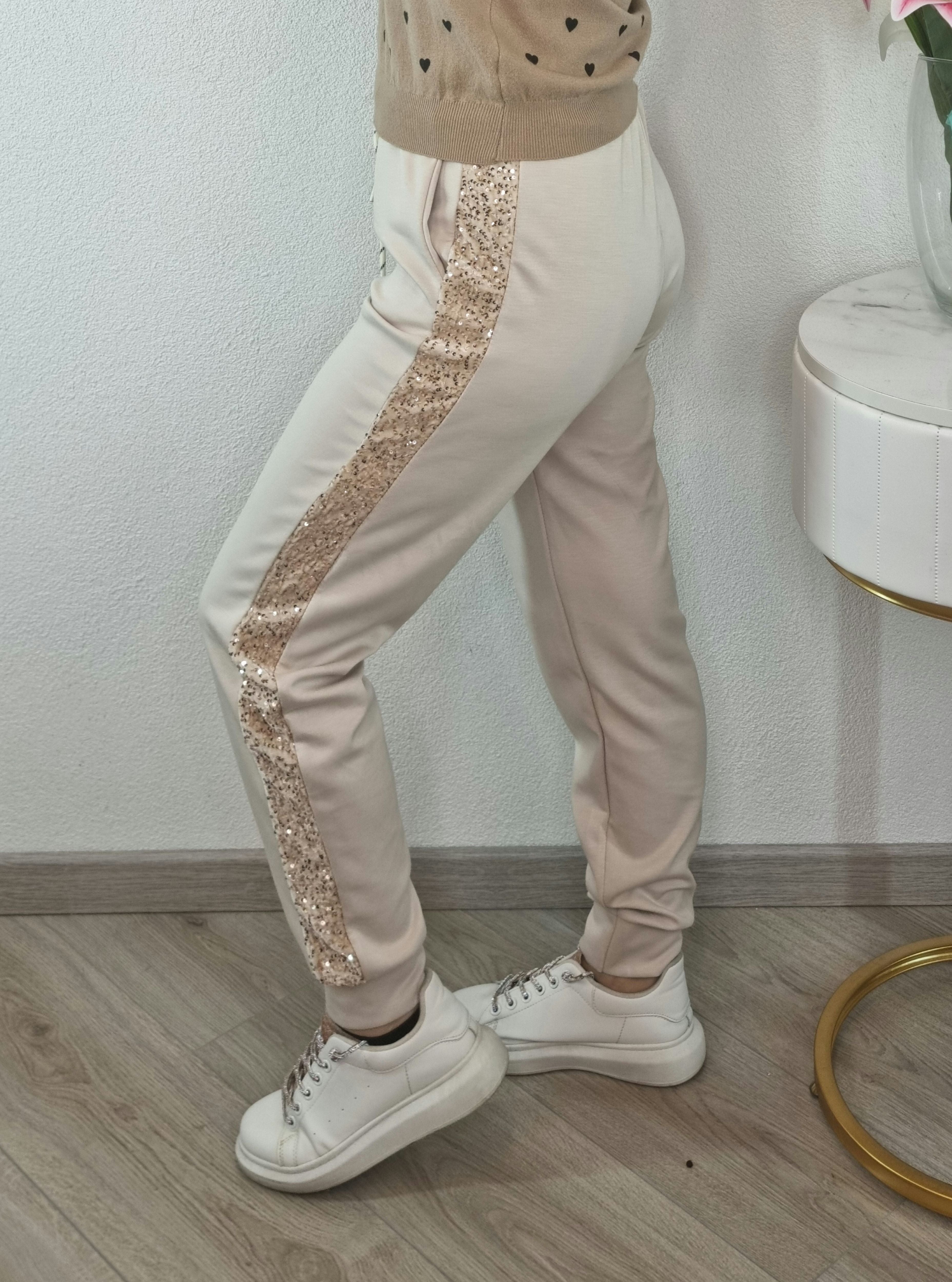 PANTALONE PAILETTES PANNA