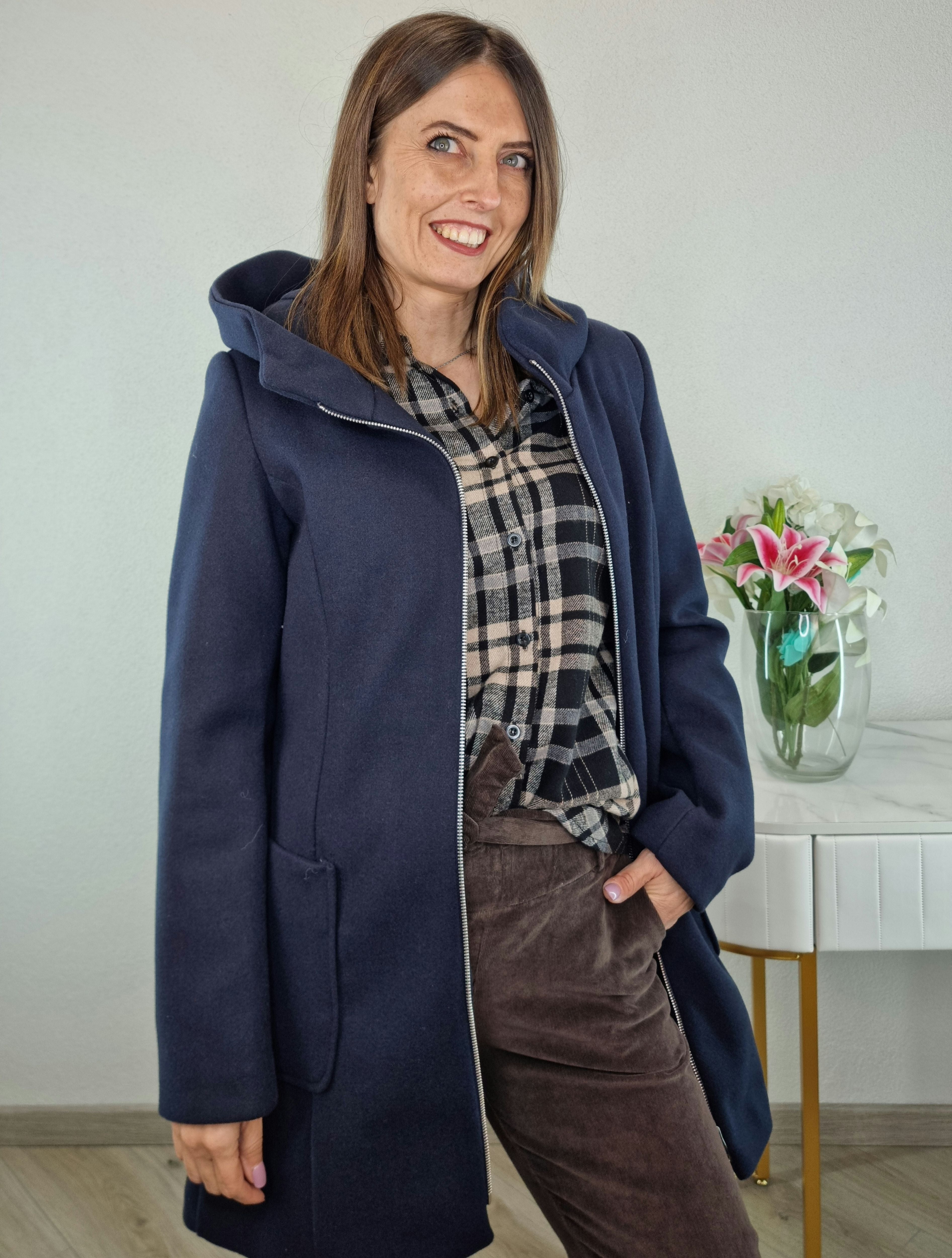 CAPPOTTO ZIP BLU