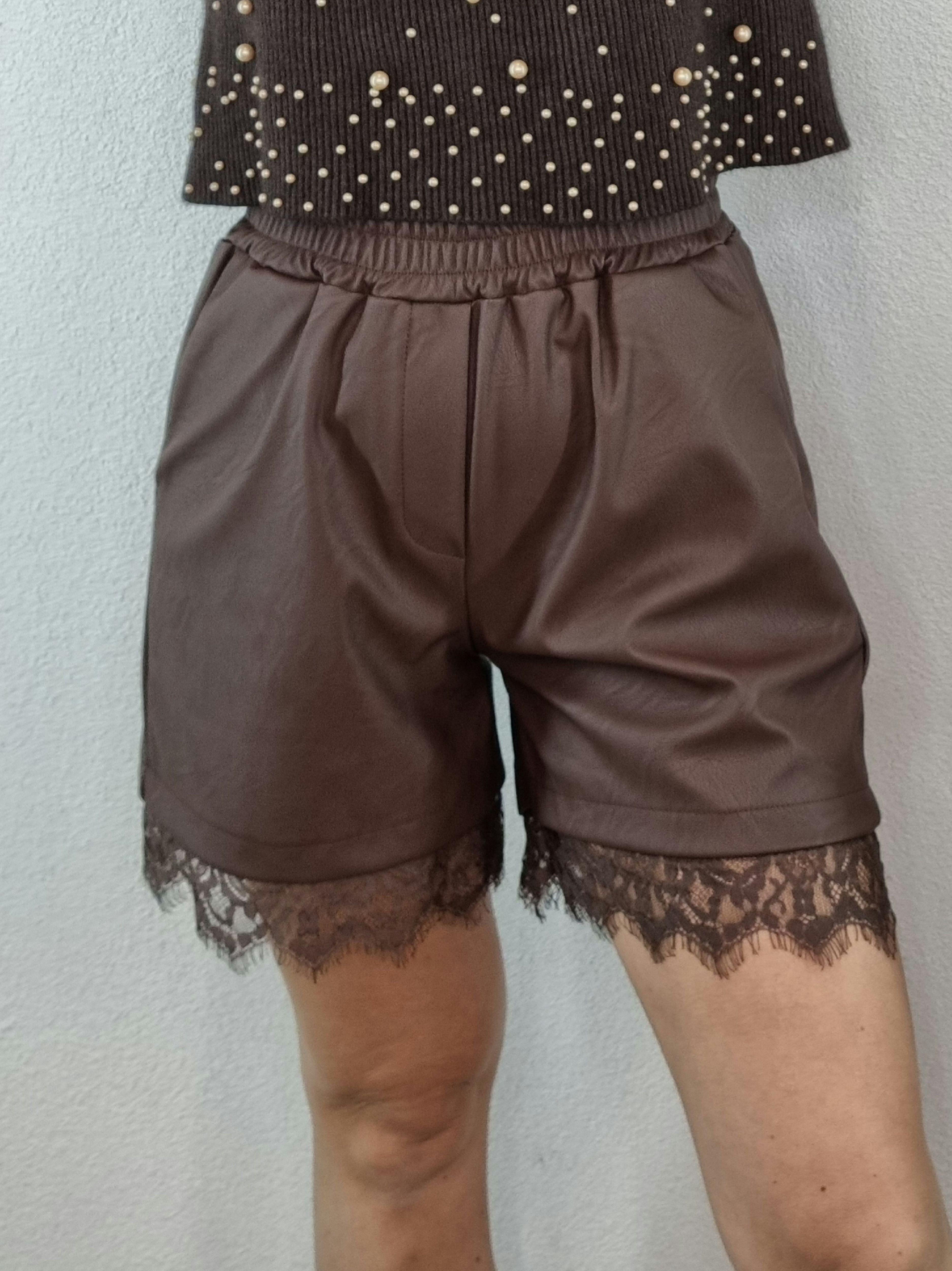 SHORT SIMIL PELLE MORO