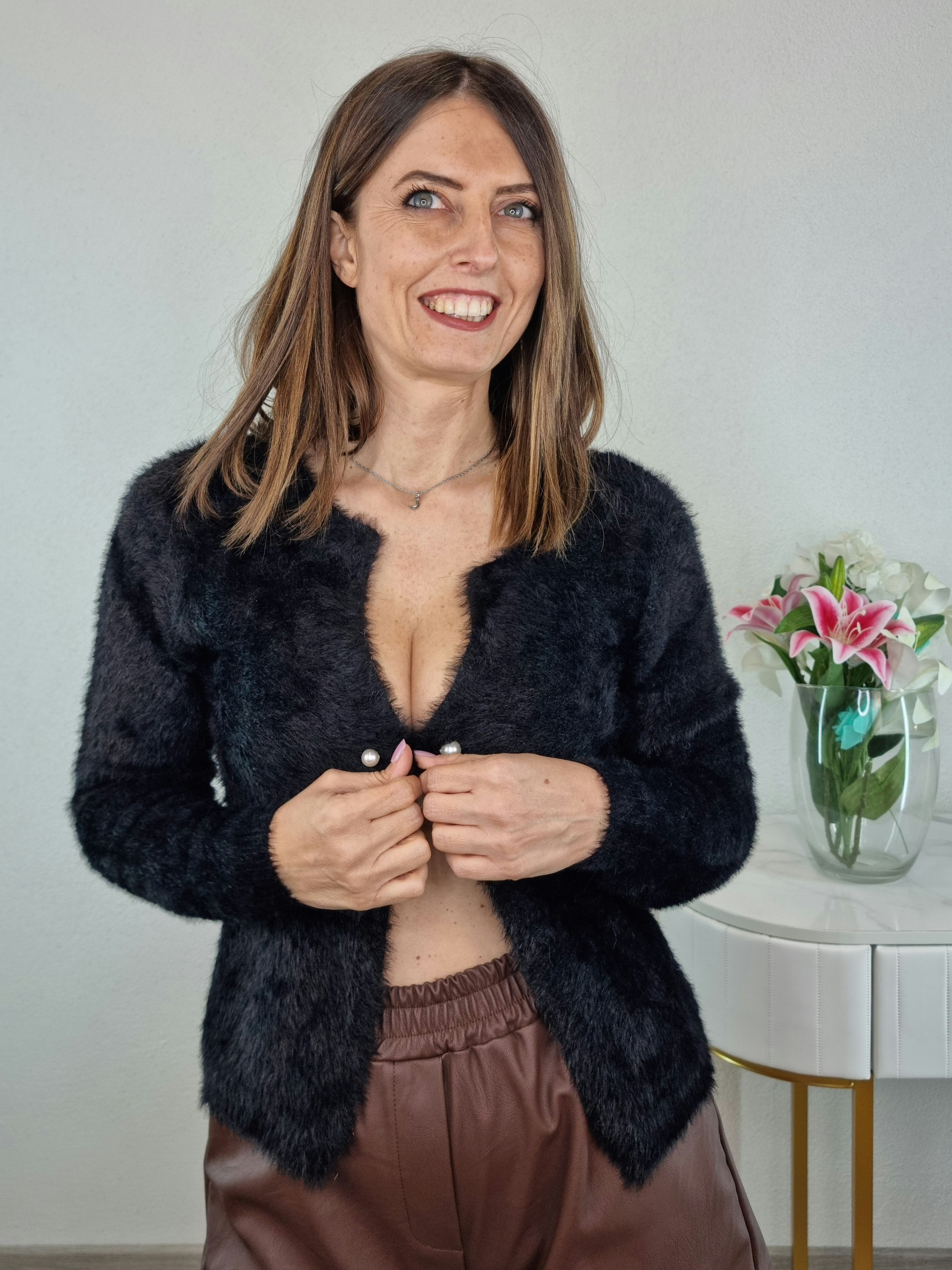 CARDIGAN PELUCHE NERO