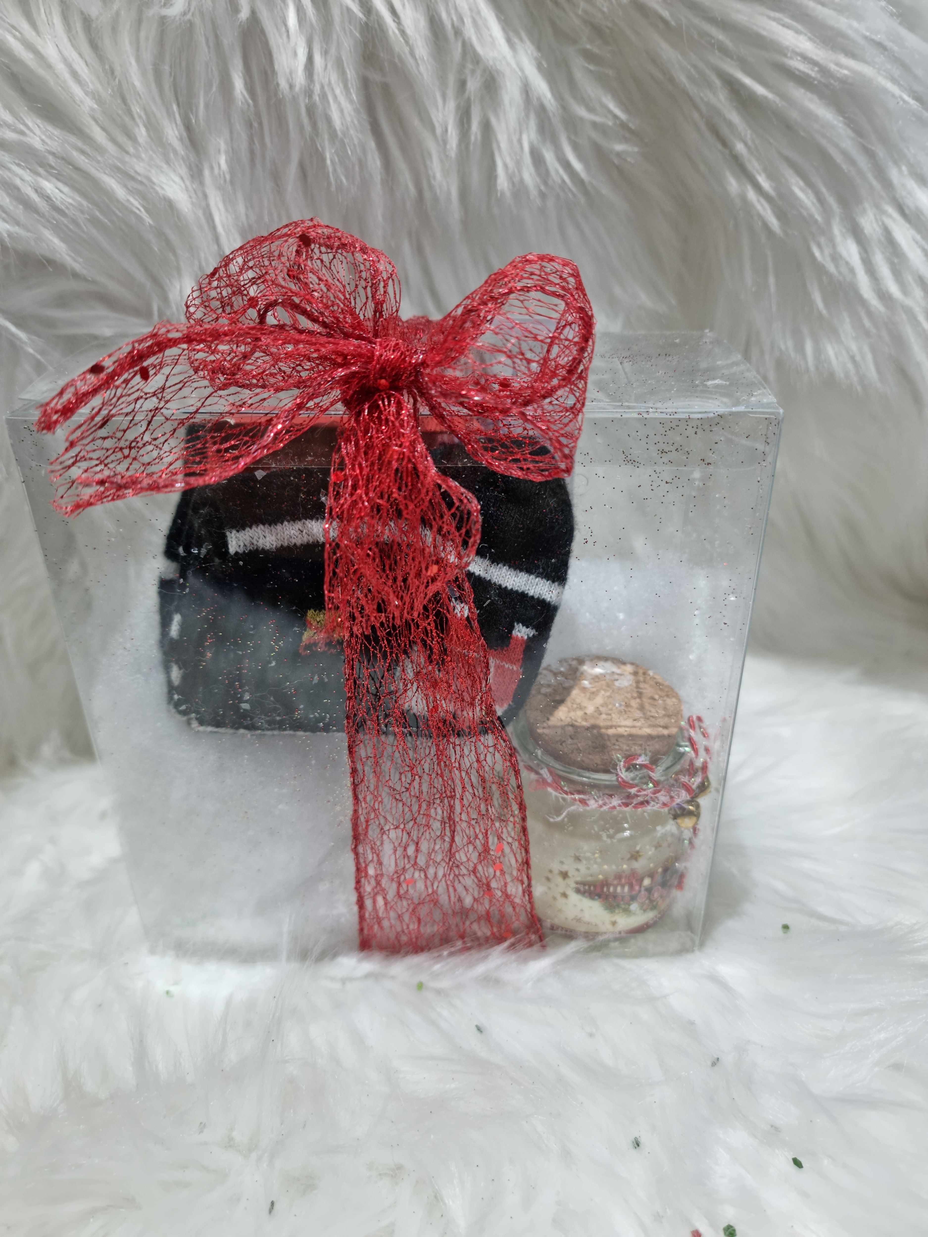 CONFEZIONE CALZINO LANA NERO E CANDELA