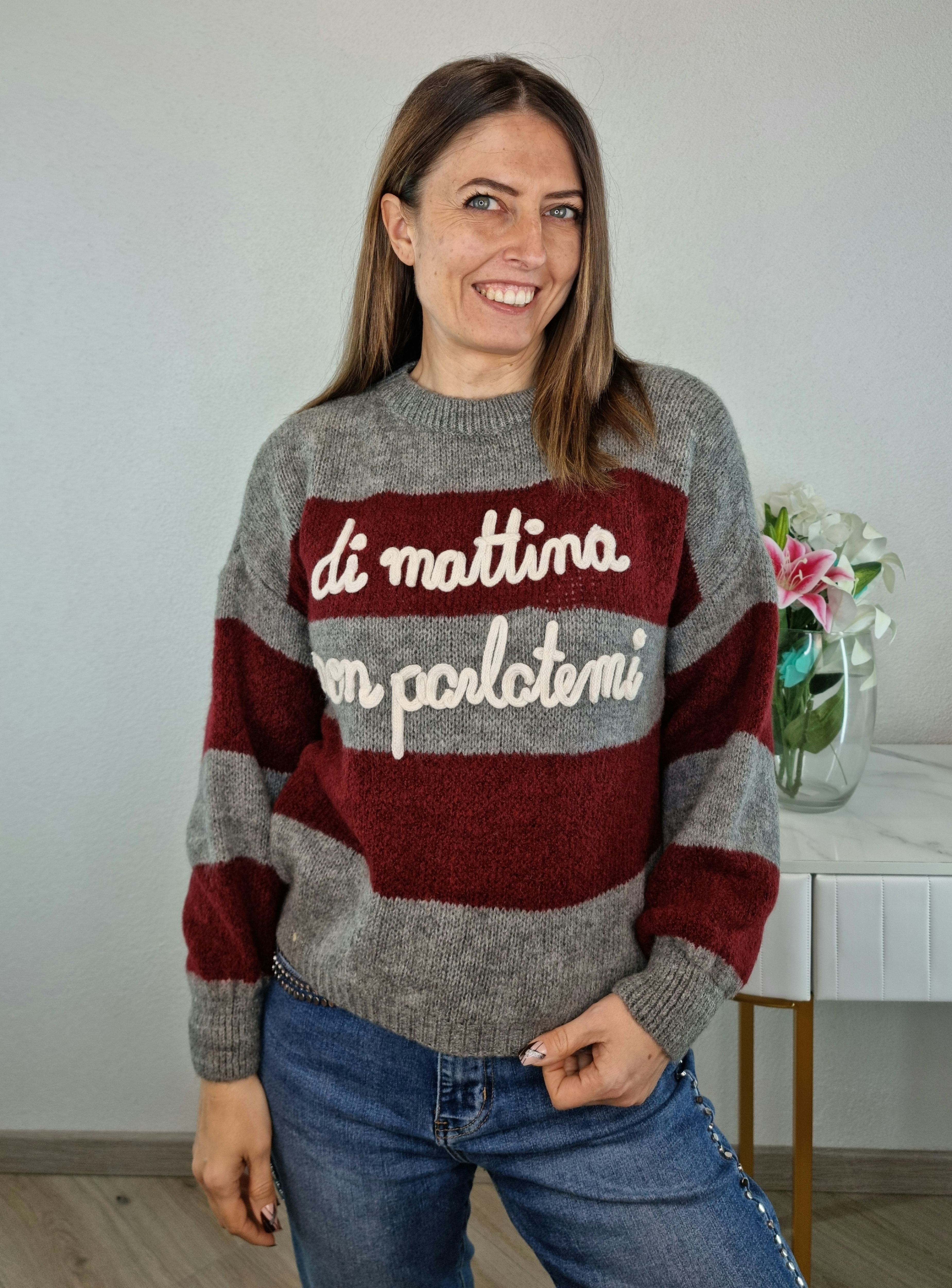 PULL NON PARLATEMI BORDEAUX