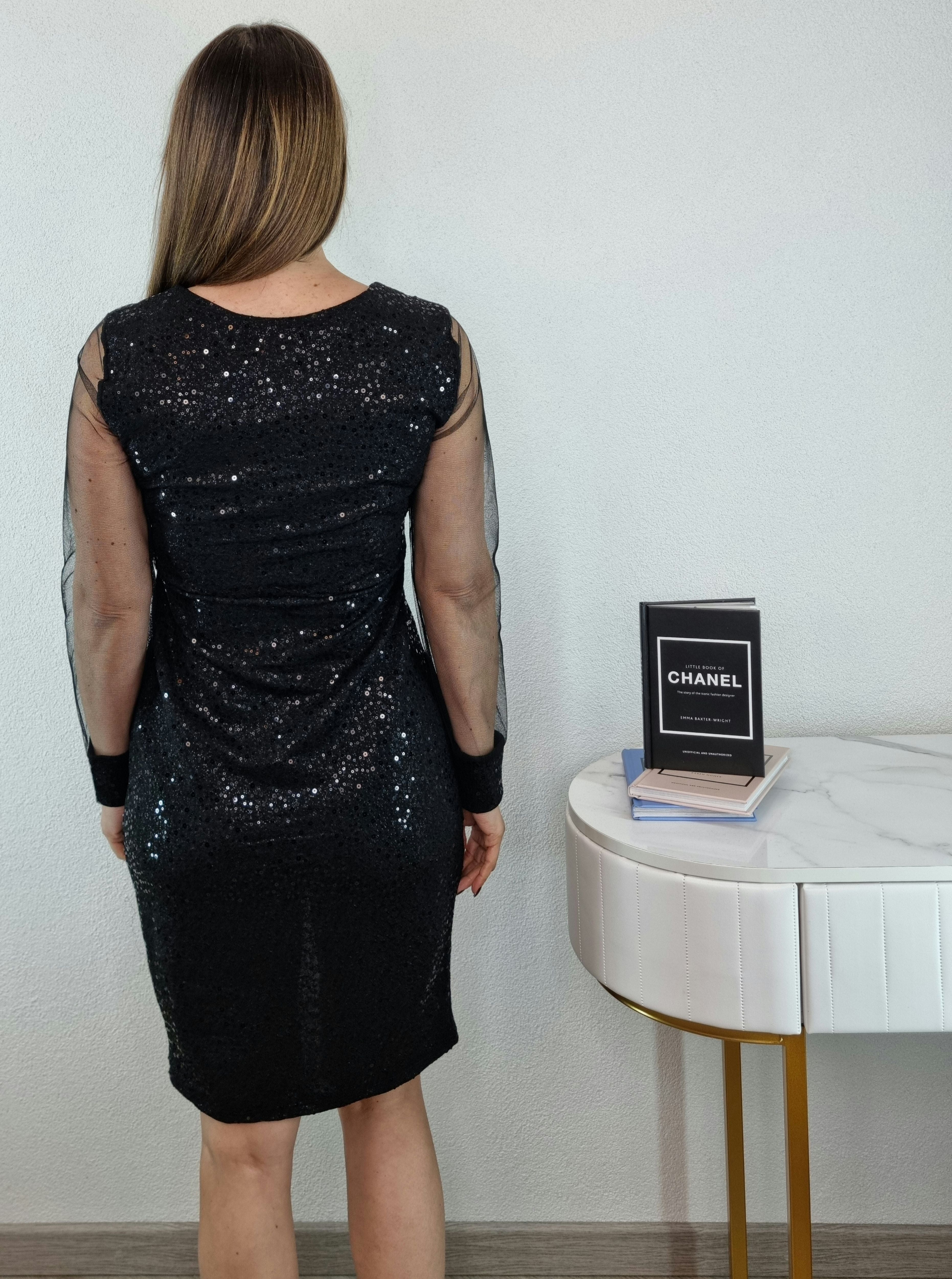 ABITO PAILLETTES GIROCOLLO NERO