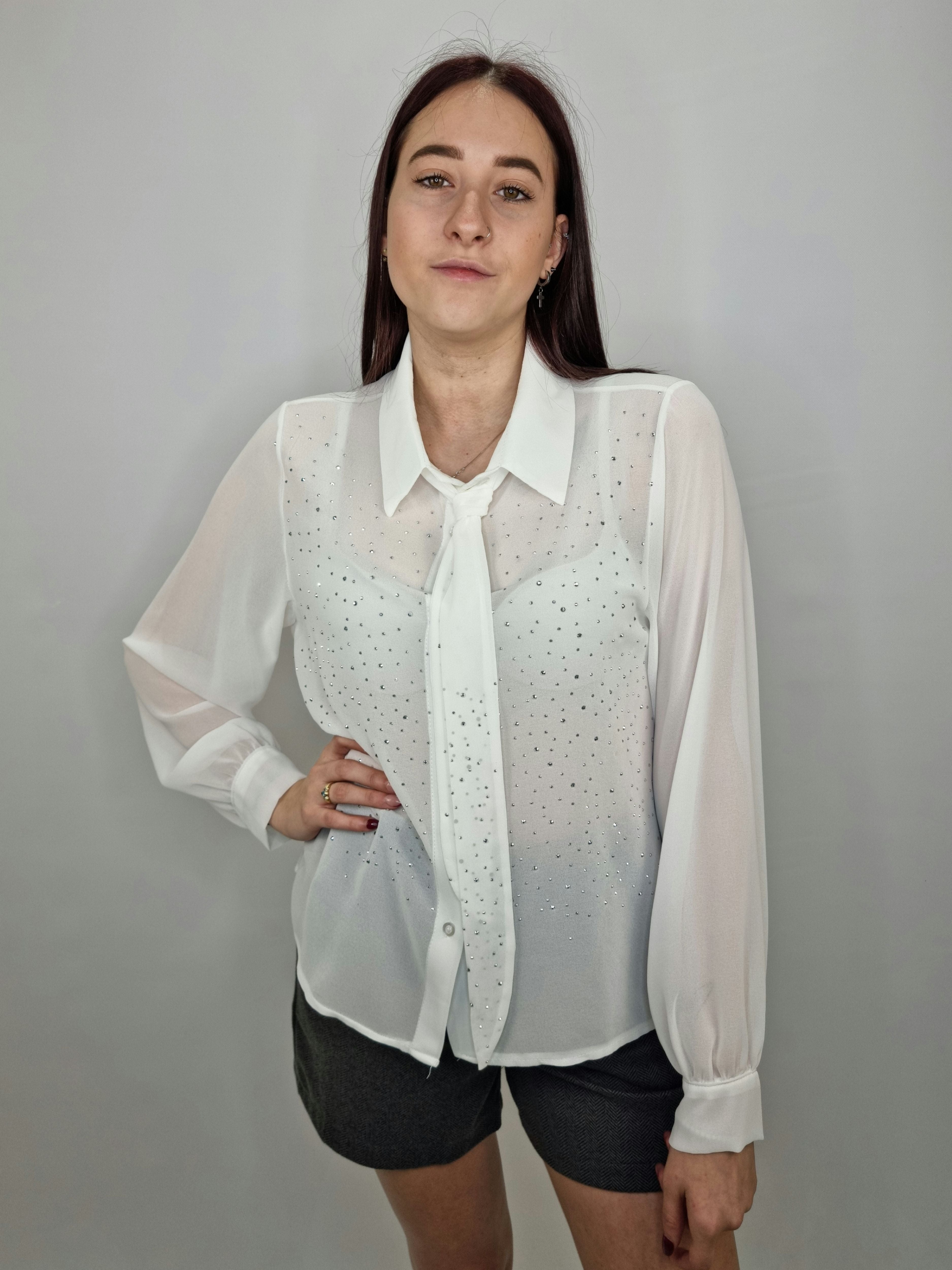 CAMICIA STRASS E CRAVATTA BIANCA