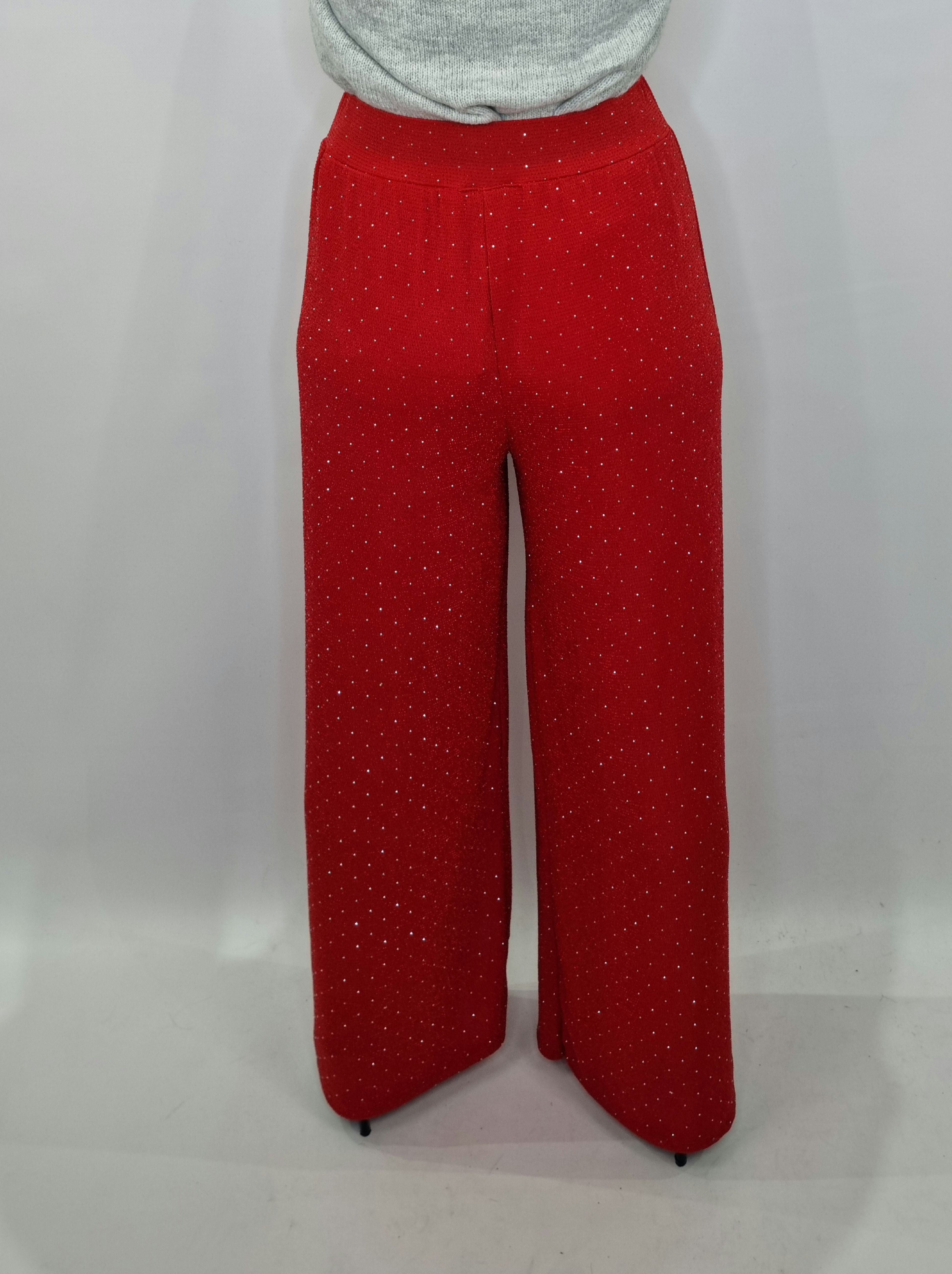 PANTALONE BRILLANTINI ROSSO
