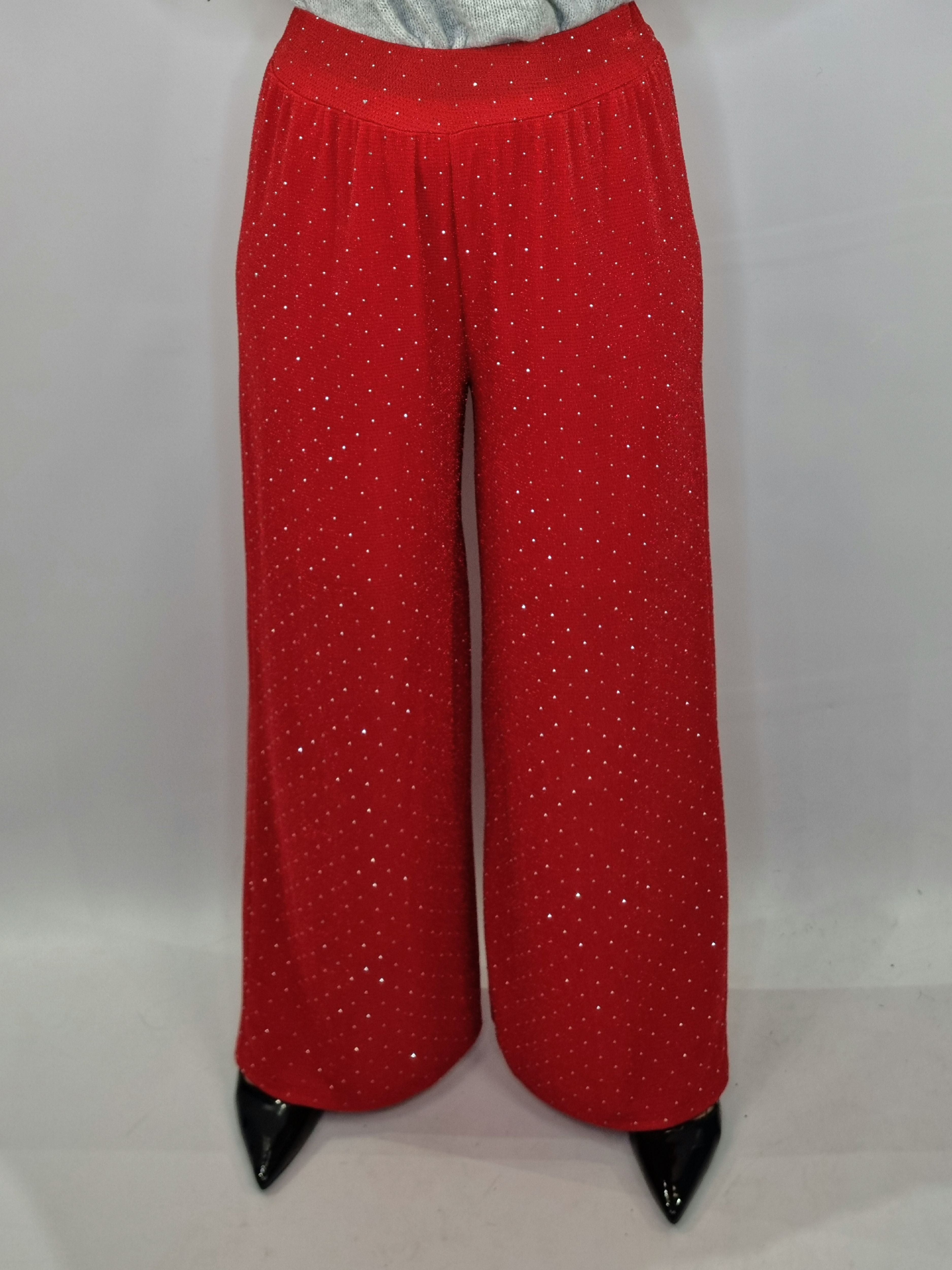 PANTALONE BRILLANTINI ROSSO