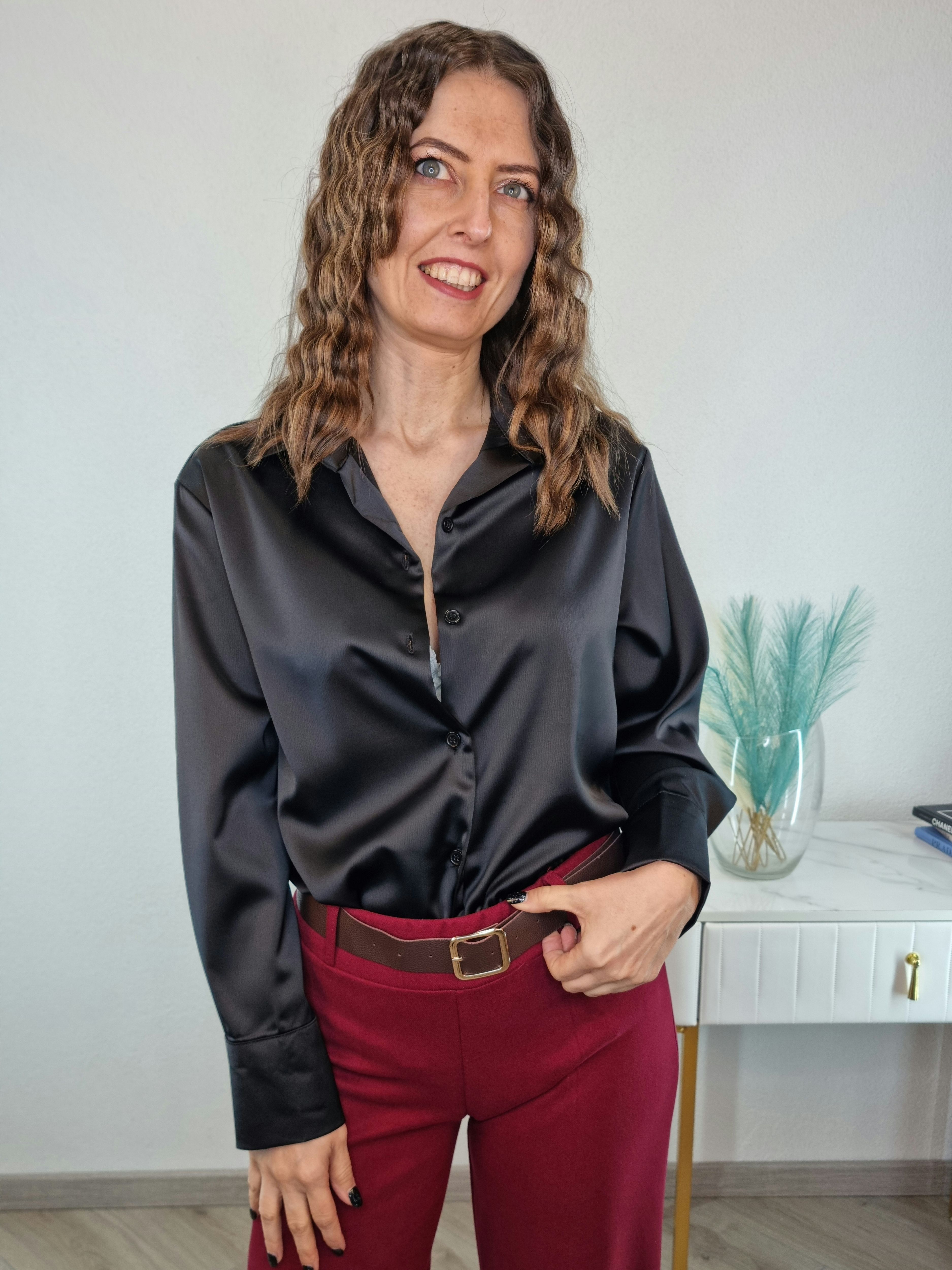 CAMICIA SATINATA NERA