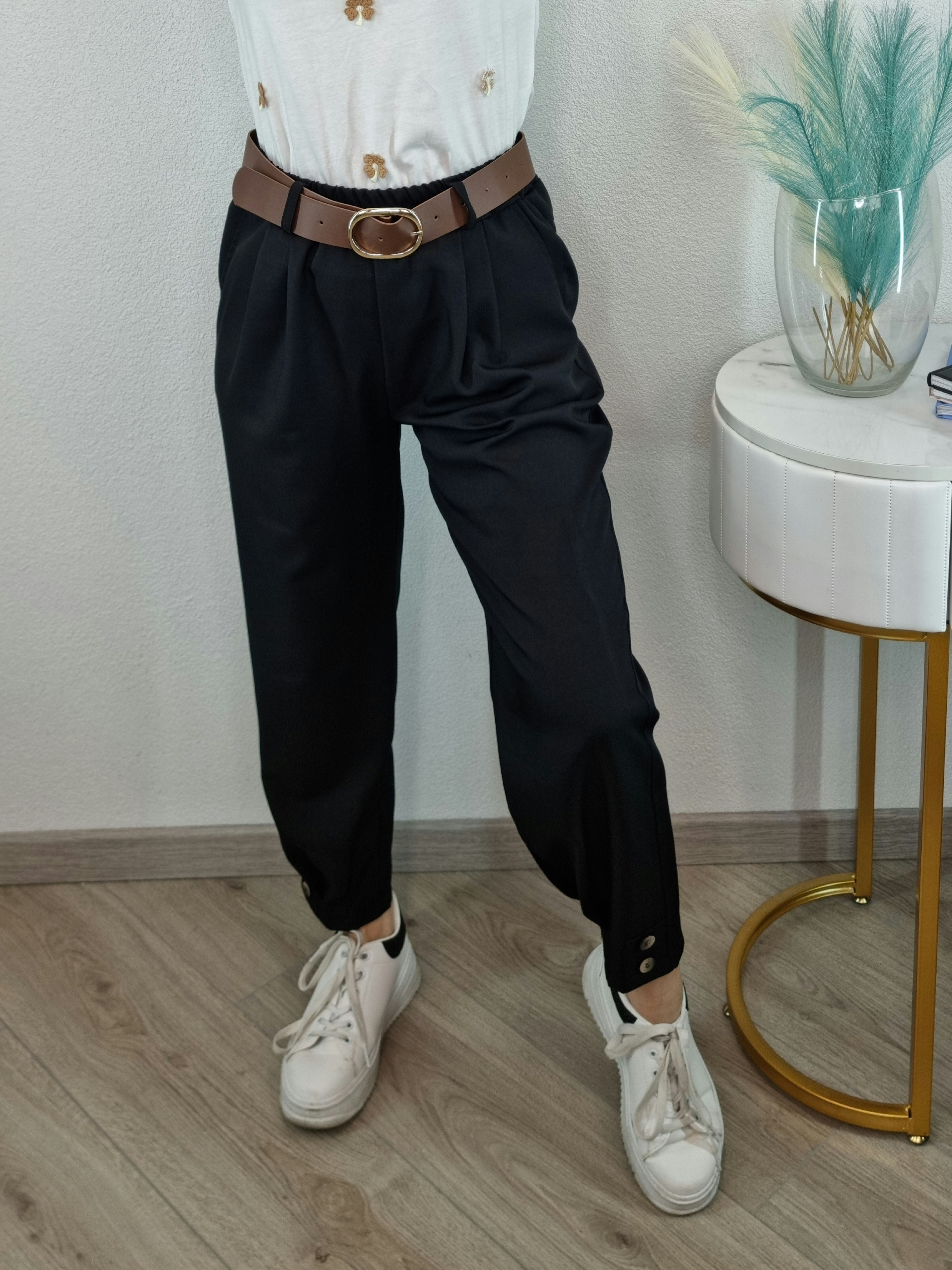 PANTALONE BOTTONI NERO