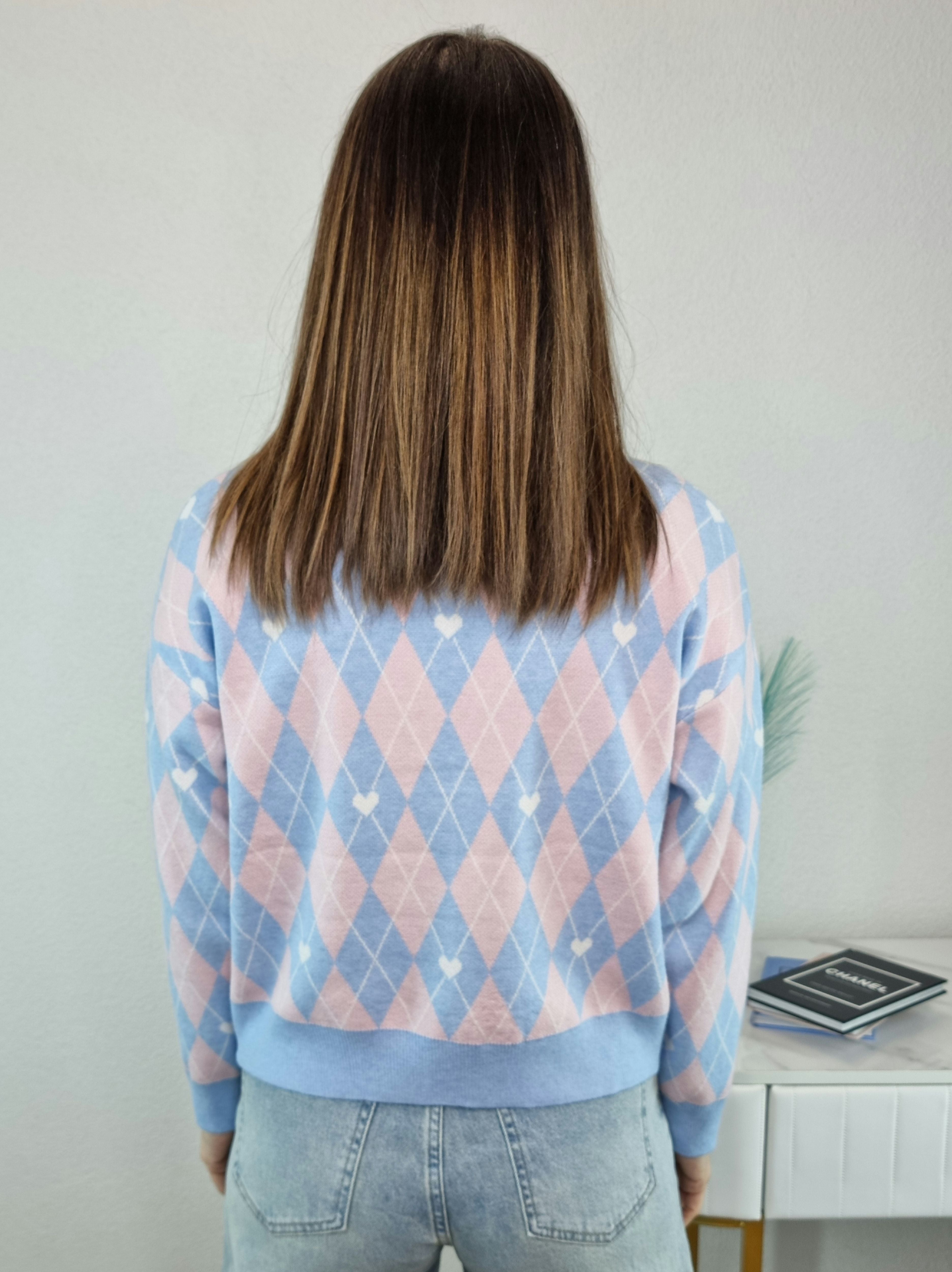 CARDIGAN ROMBI AZZURRO