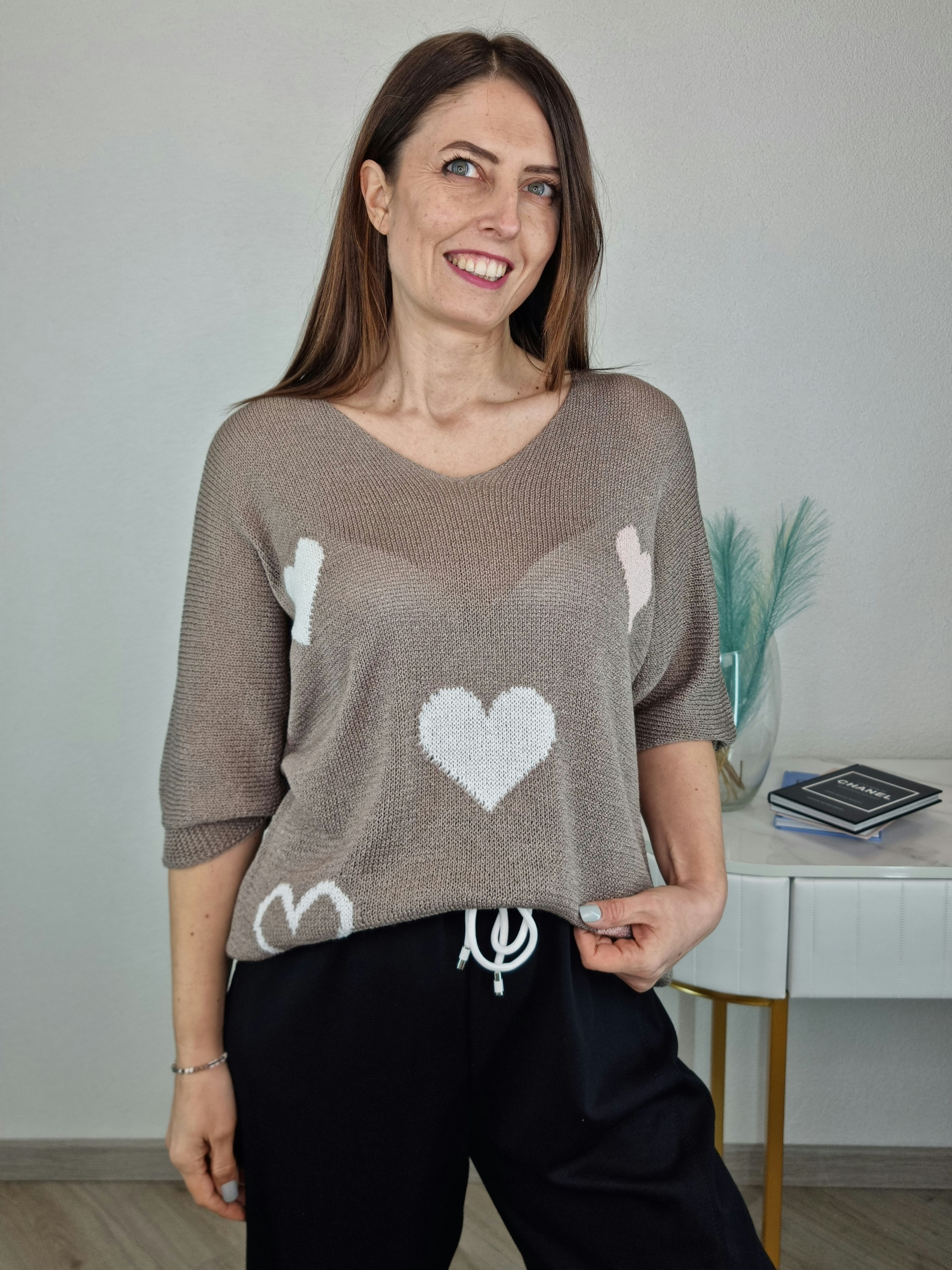 PULL CUORE TAUPE
