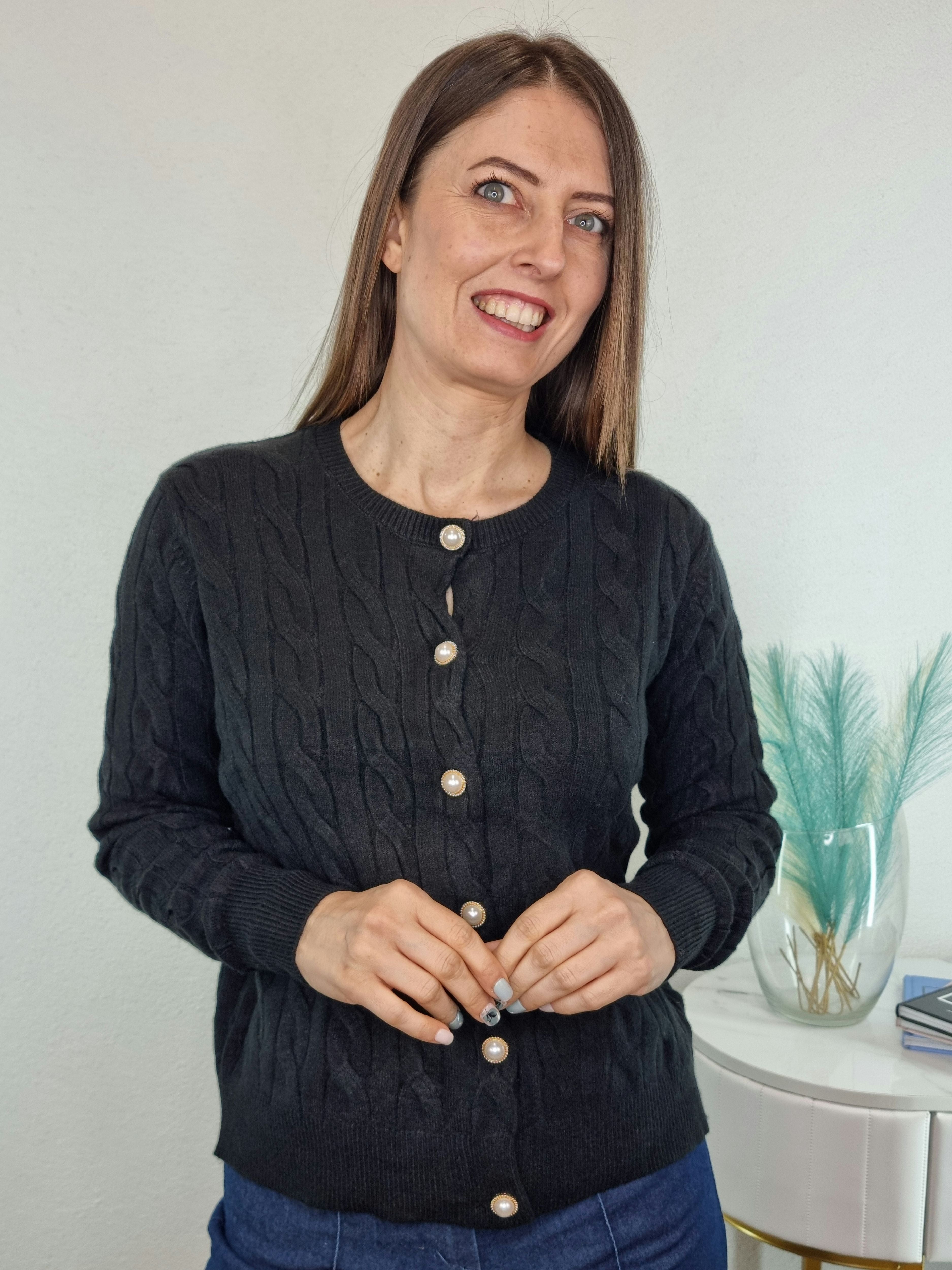 CARDIGAN TRECCIA NERO