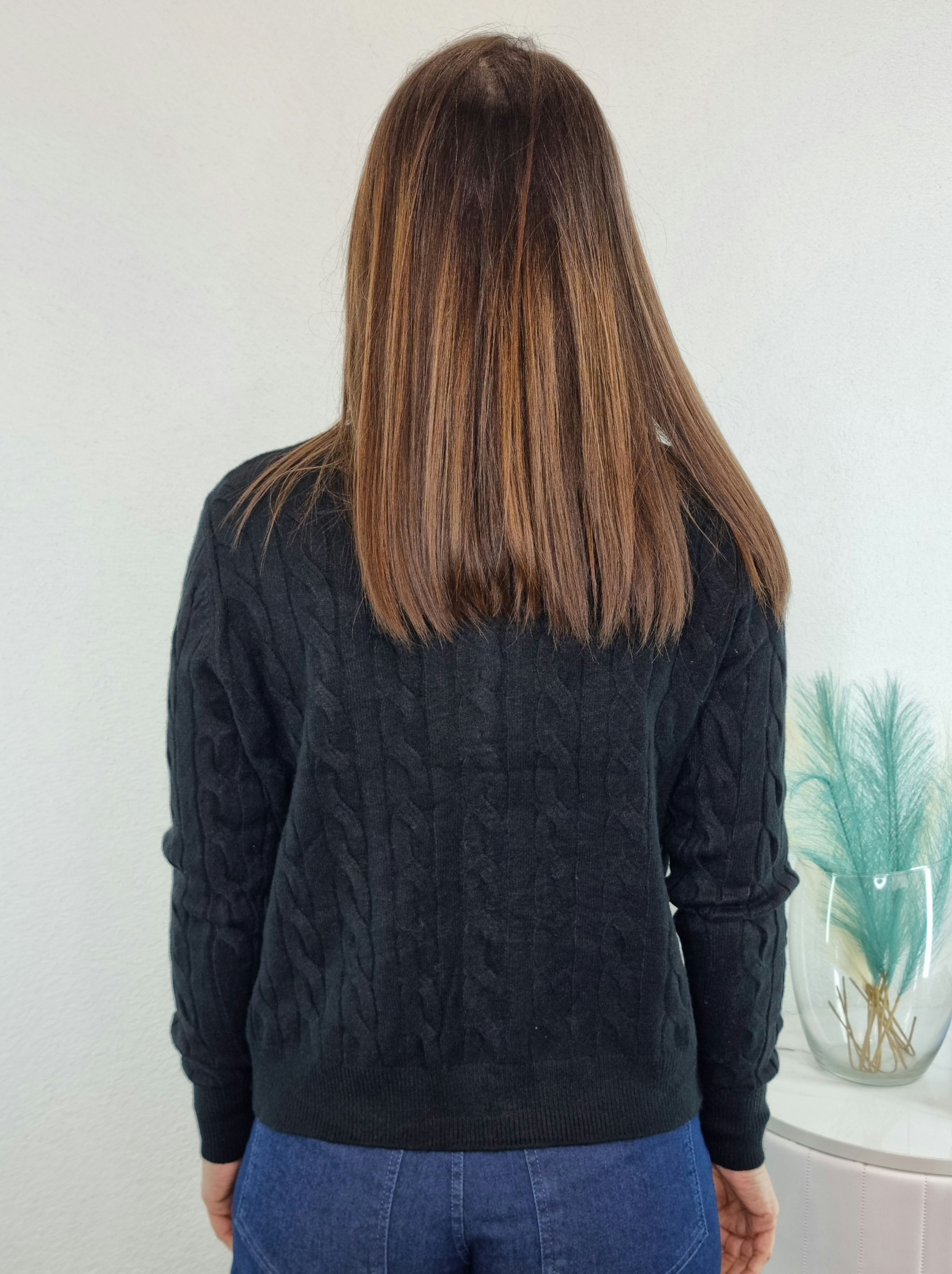 CARDIGAN TRECCIA NERO