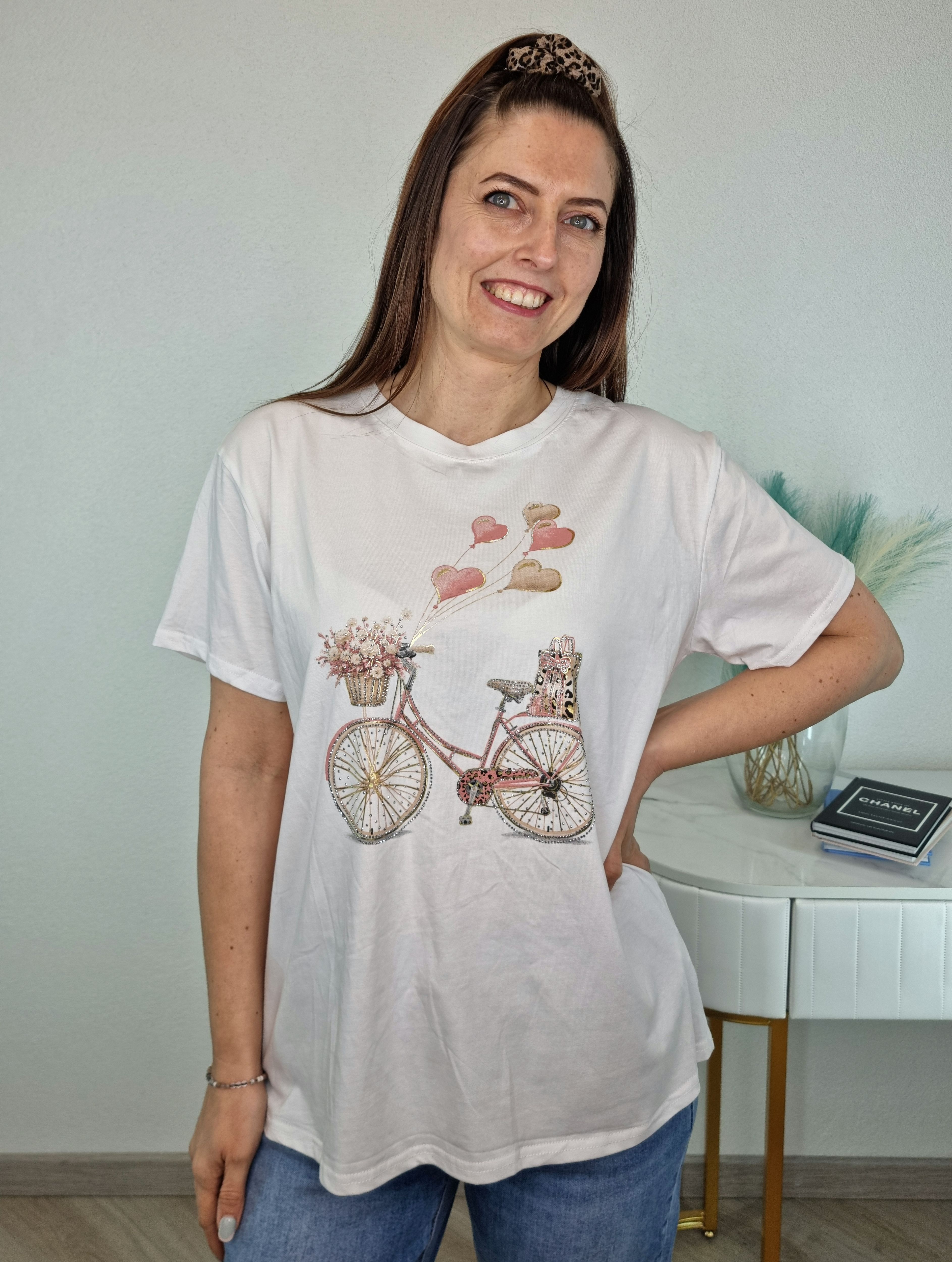 T-SHIRT BICICLETTA ROSA
