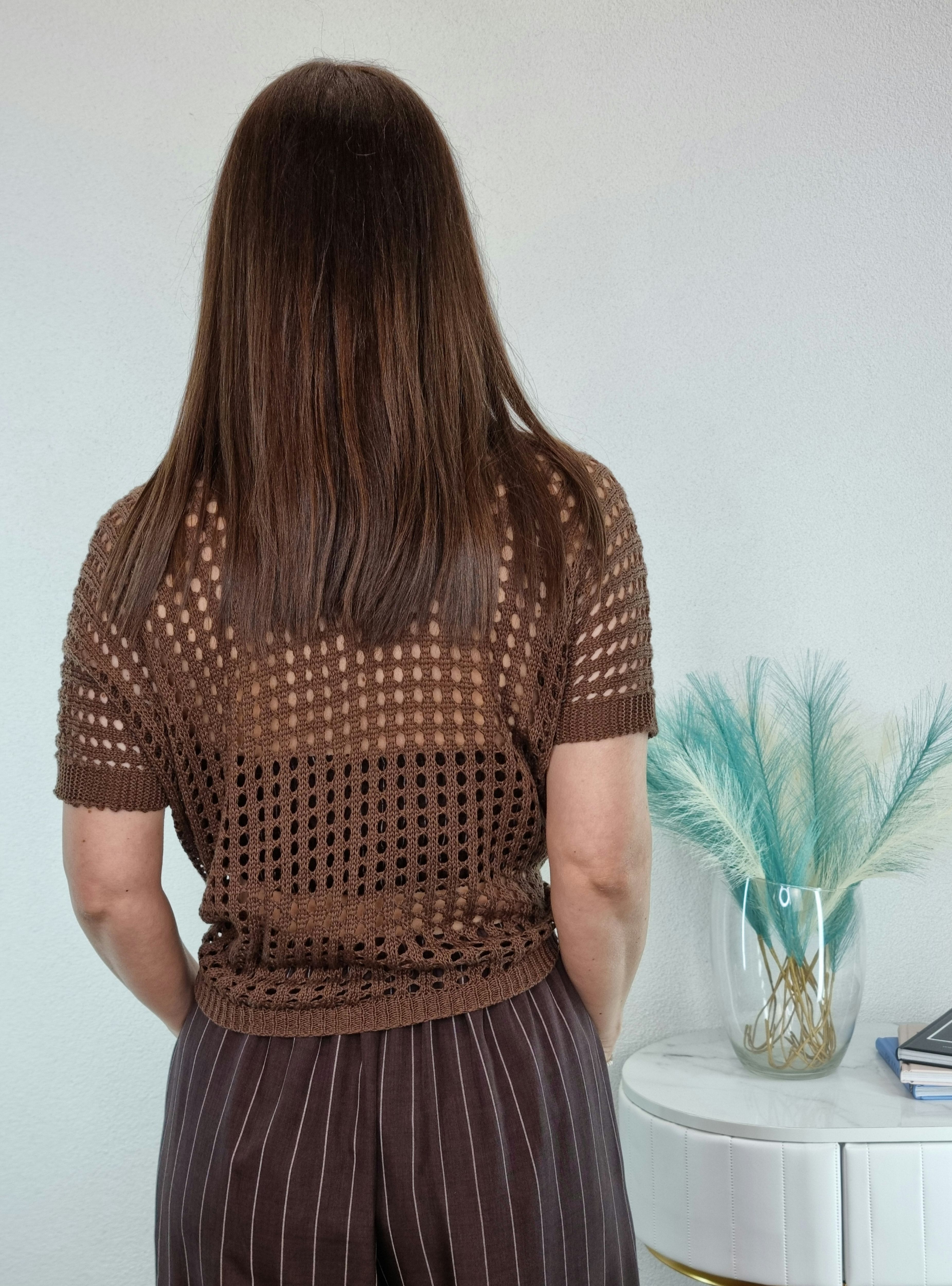 CARDIGAN TRAFORATO MORO