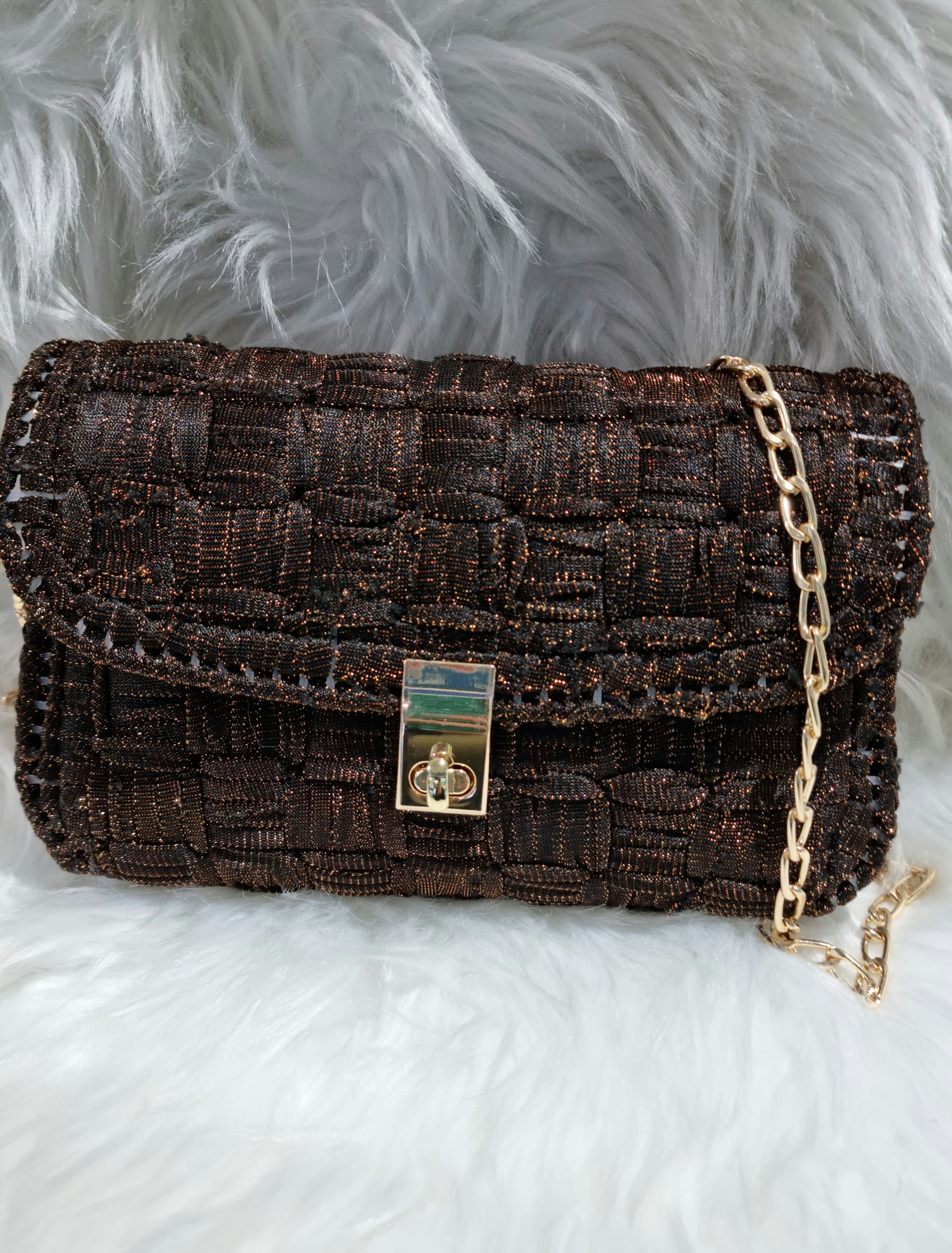 POCHETTE HANDEMADE LUREX BRONZO