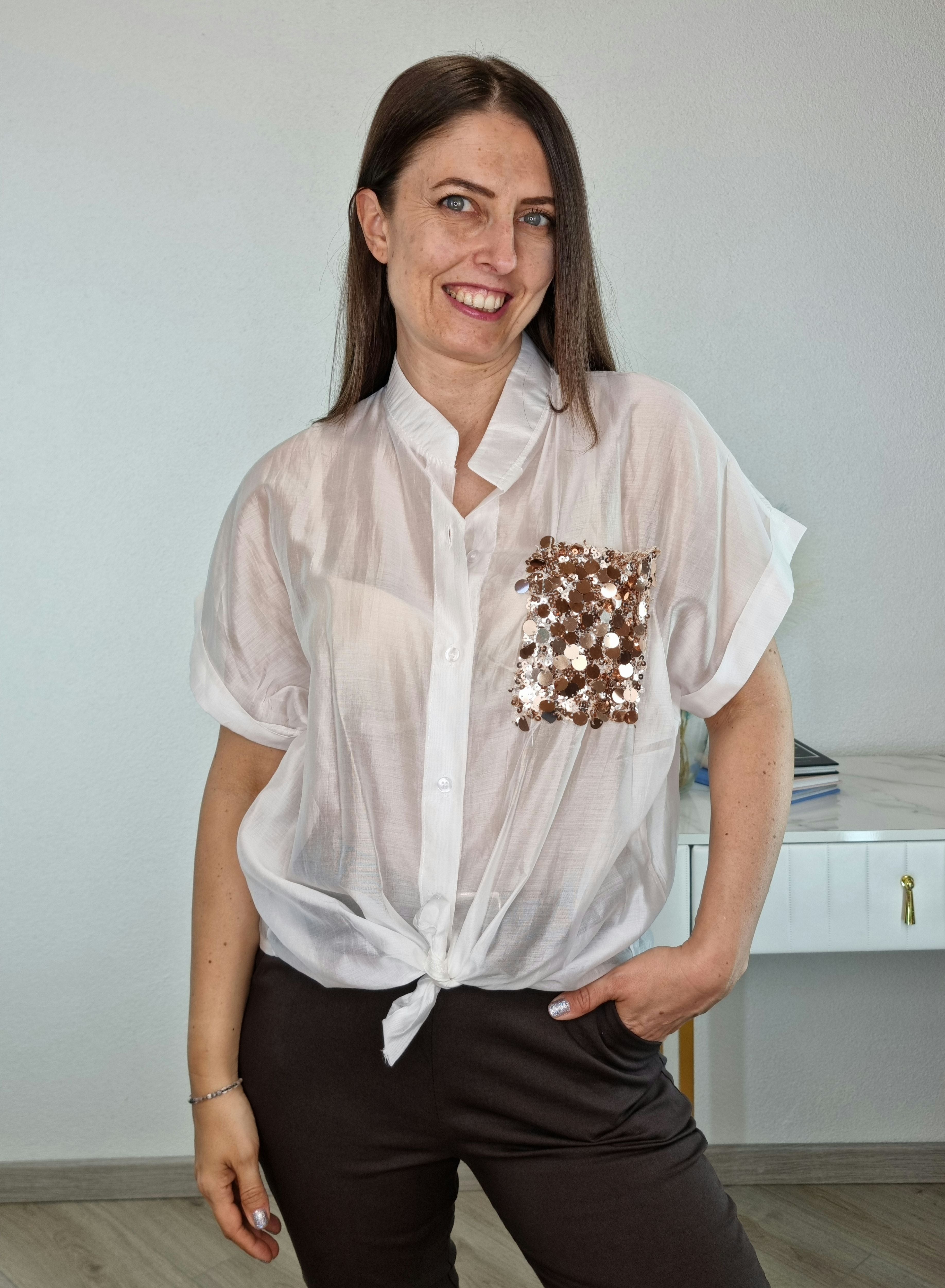 CAMICIA PAILLETTES BIANCA