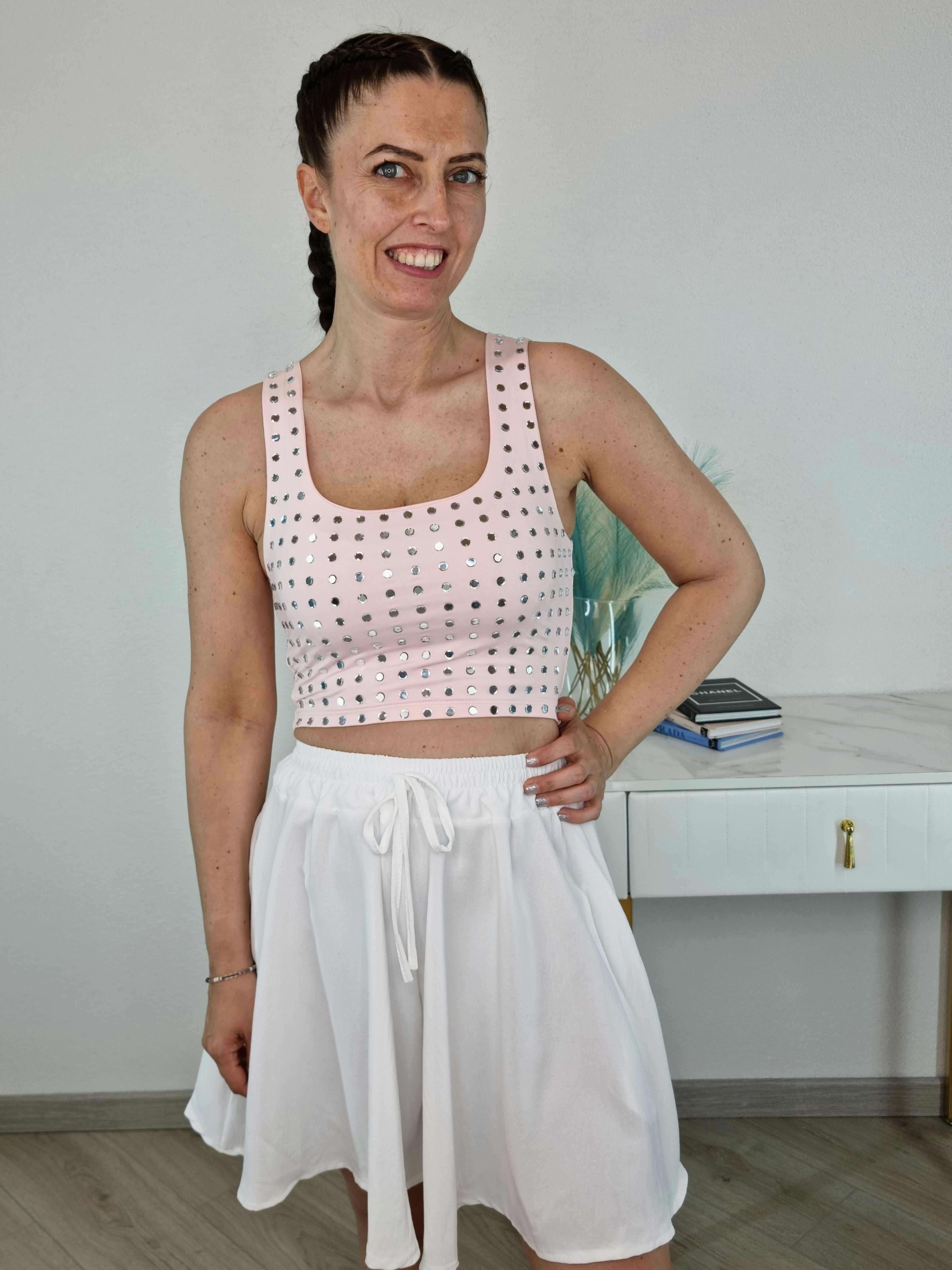 TOP STRASS ROSA