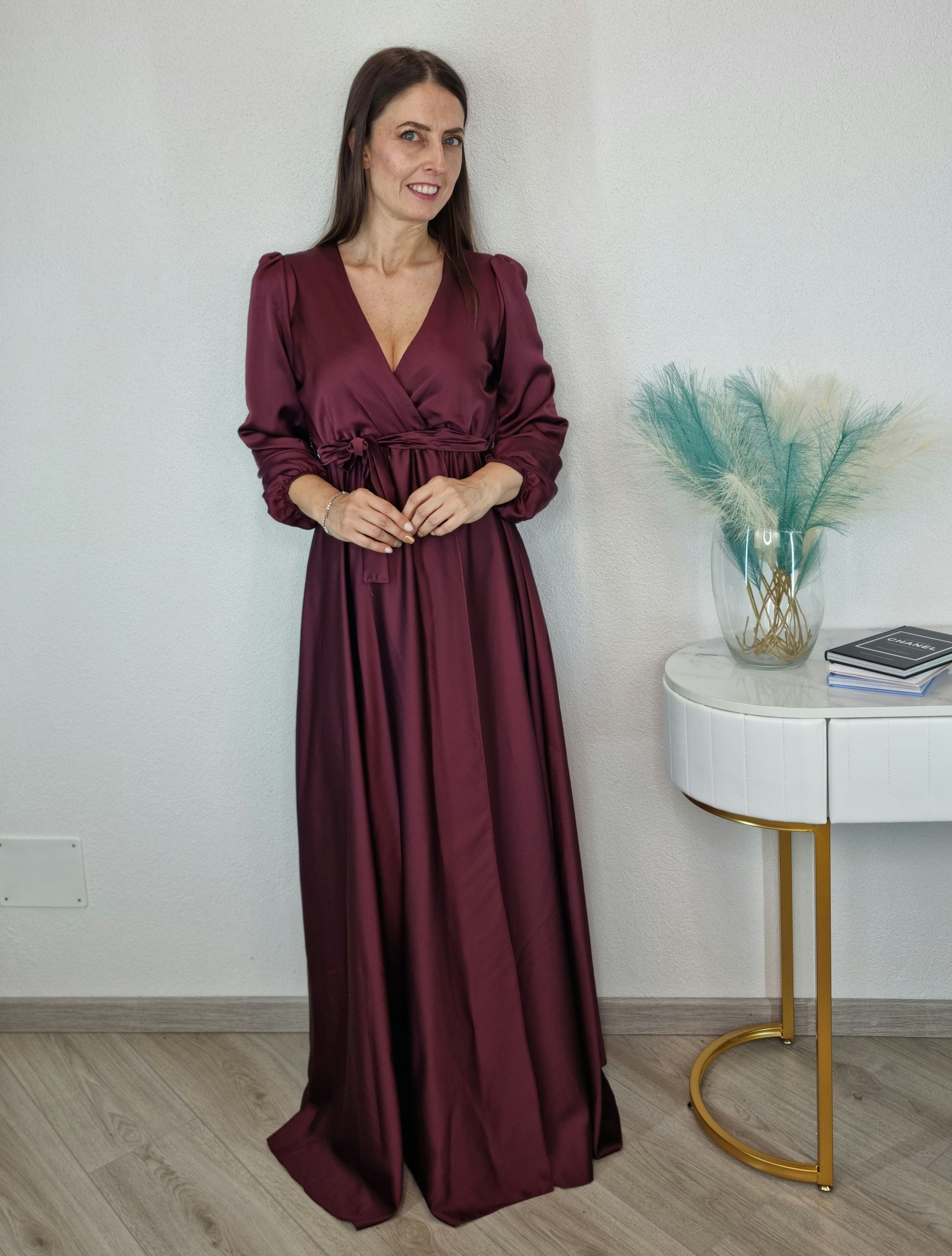 ABITO SATIN BORGOGNA