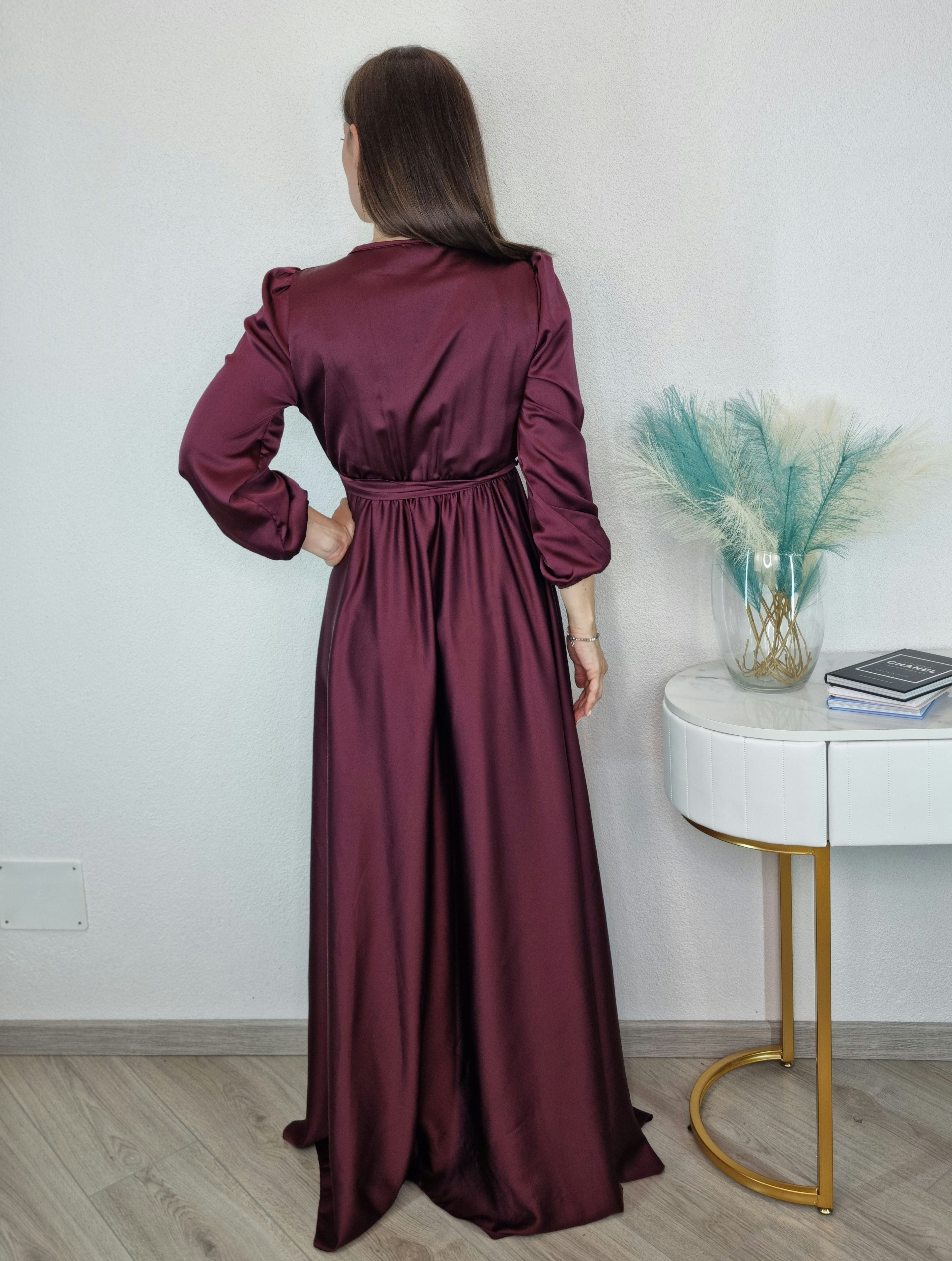 ABITO SATIN BORGOGNA
