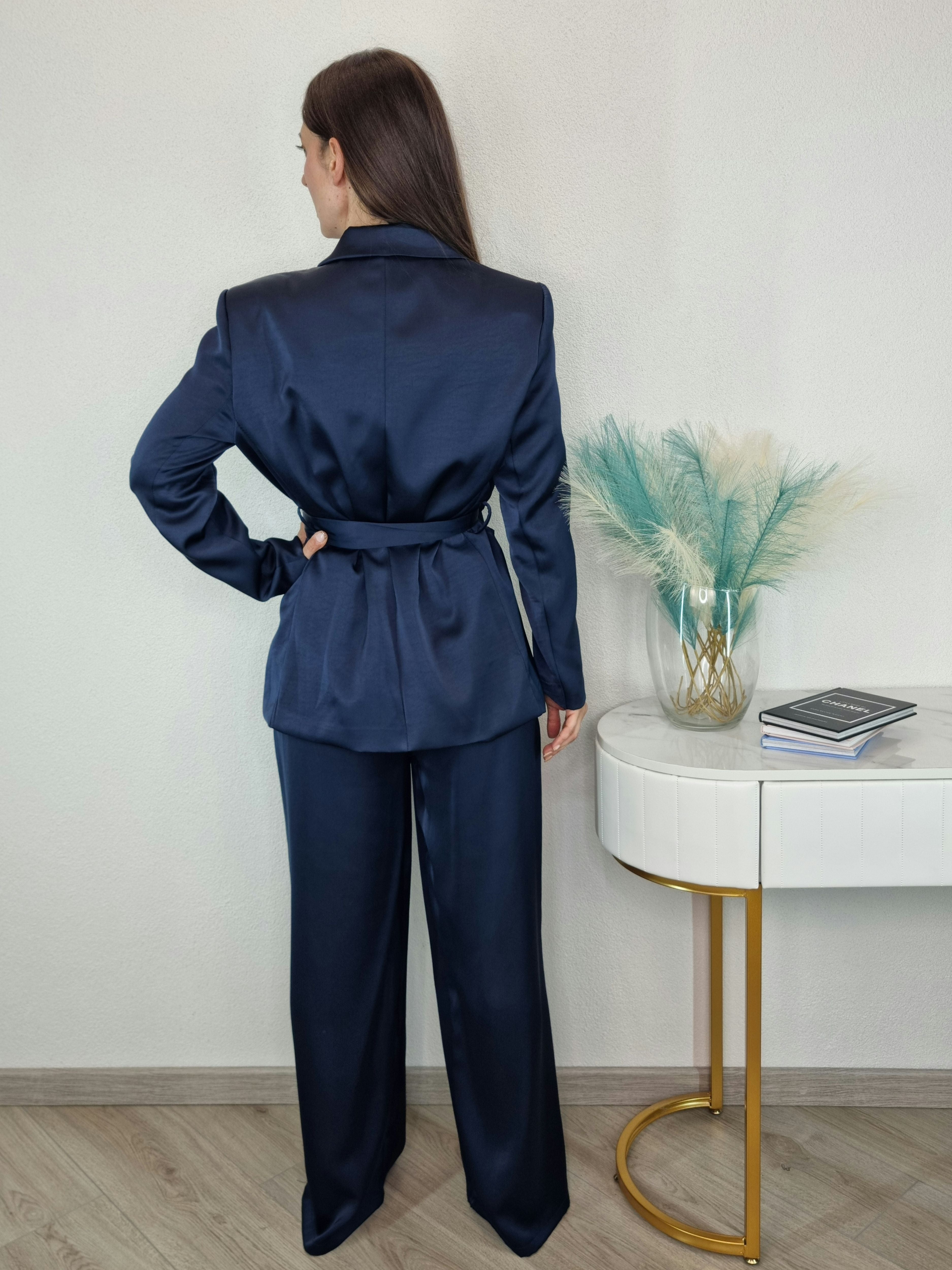 COMPLETO SATIN BLU