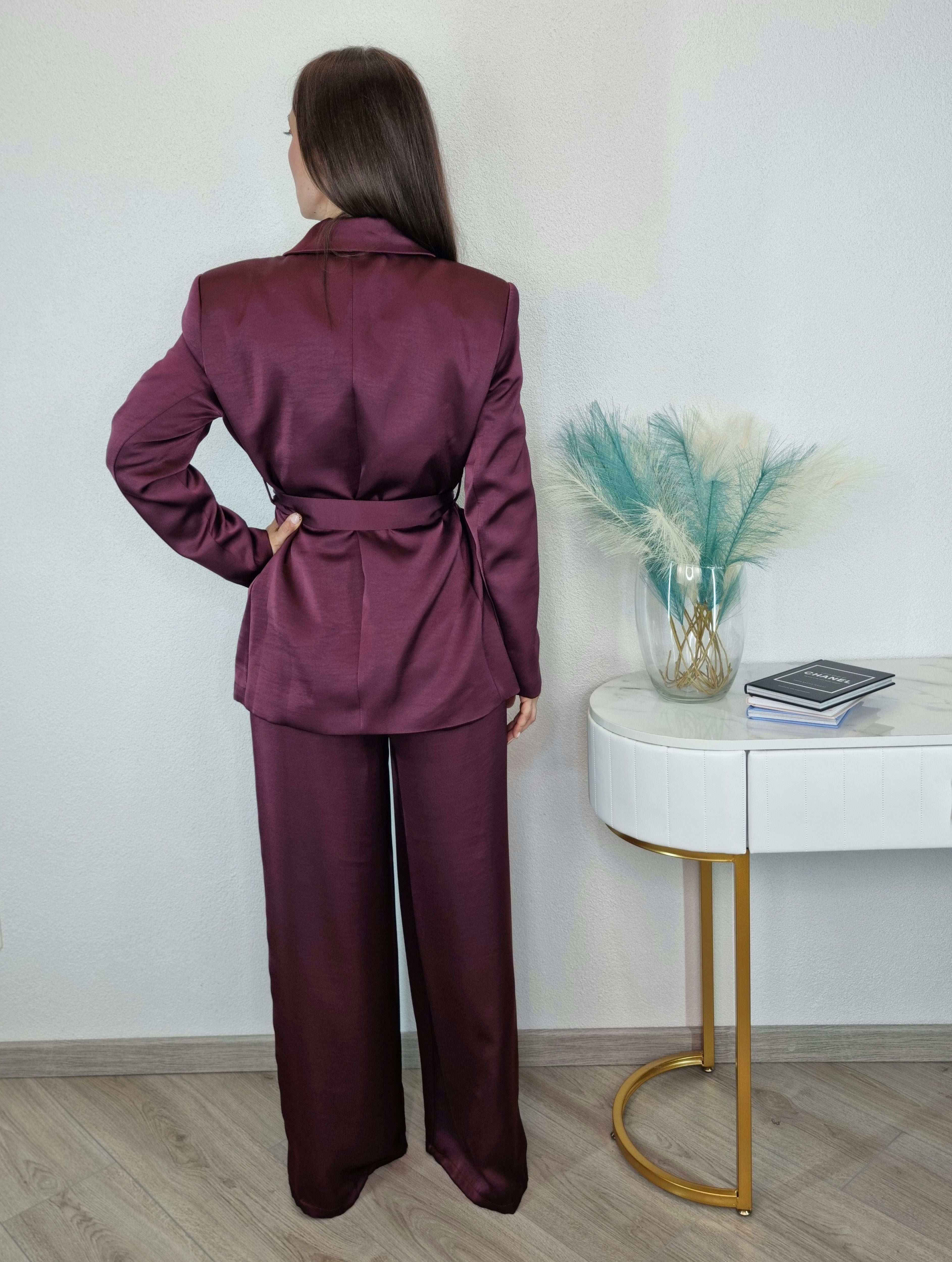 COMPLETO SATIN BORGOGNA