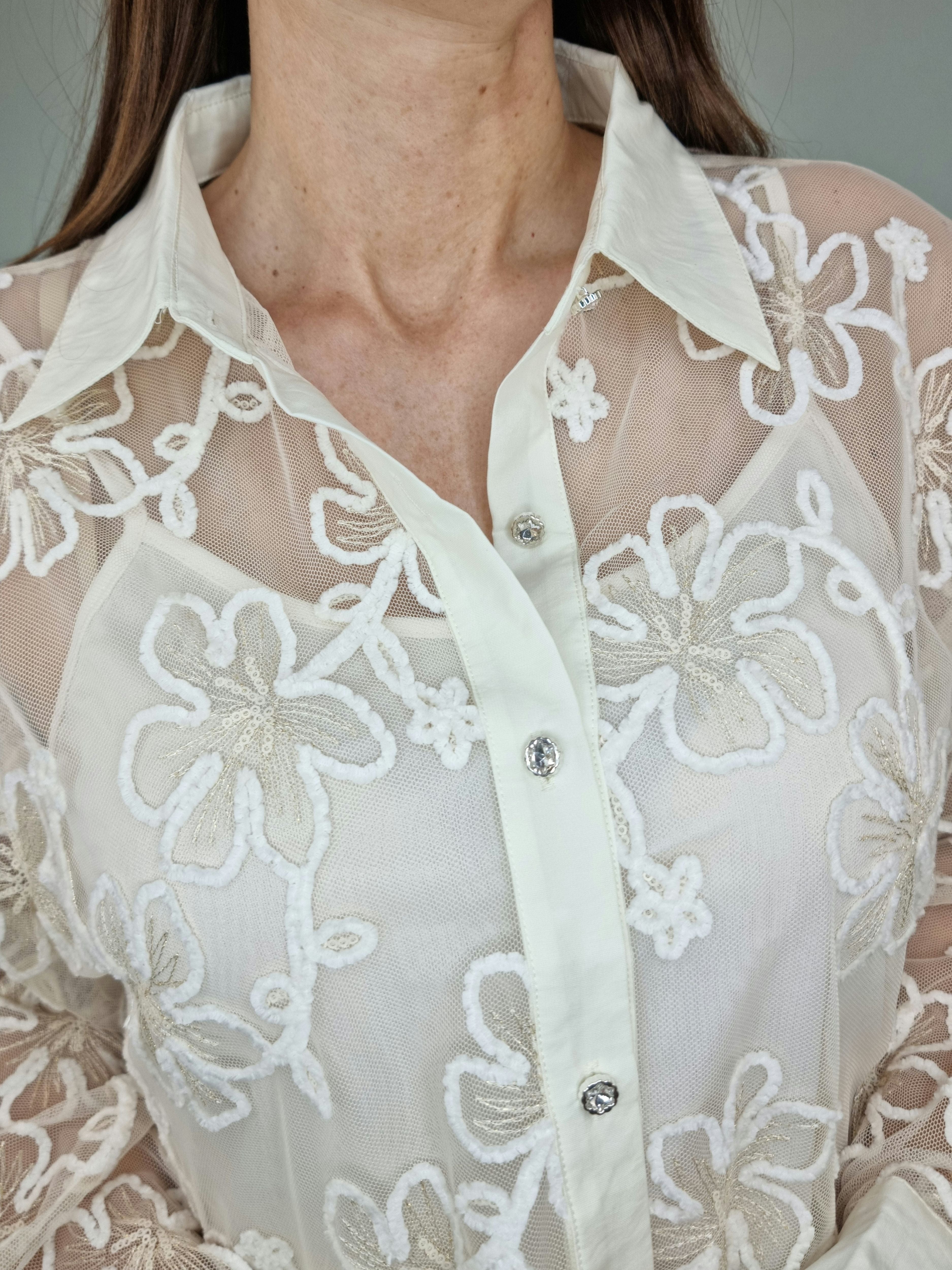CAMICIA RICAMO PANNA