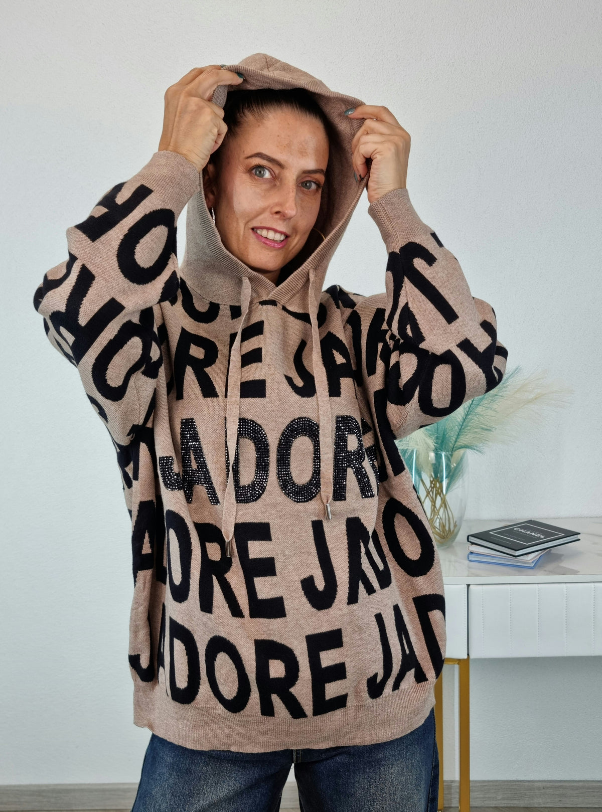 PULL J'ADORE STRASS