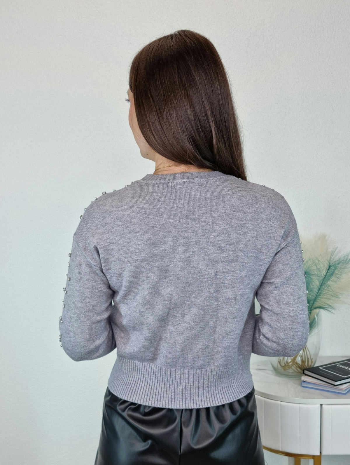 PULL STRASS GRIGIO