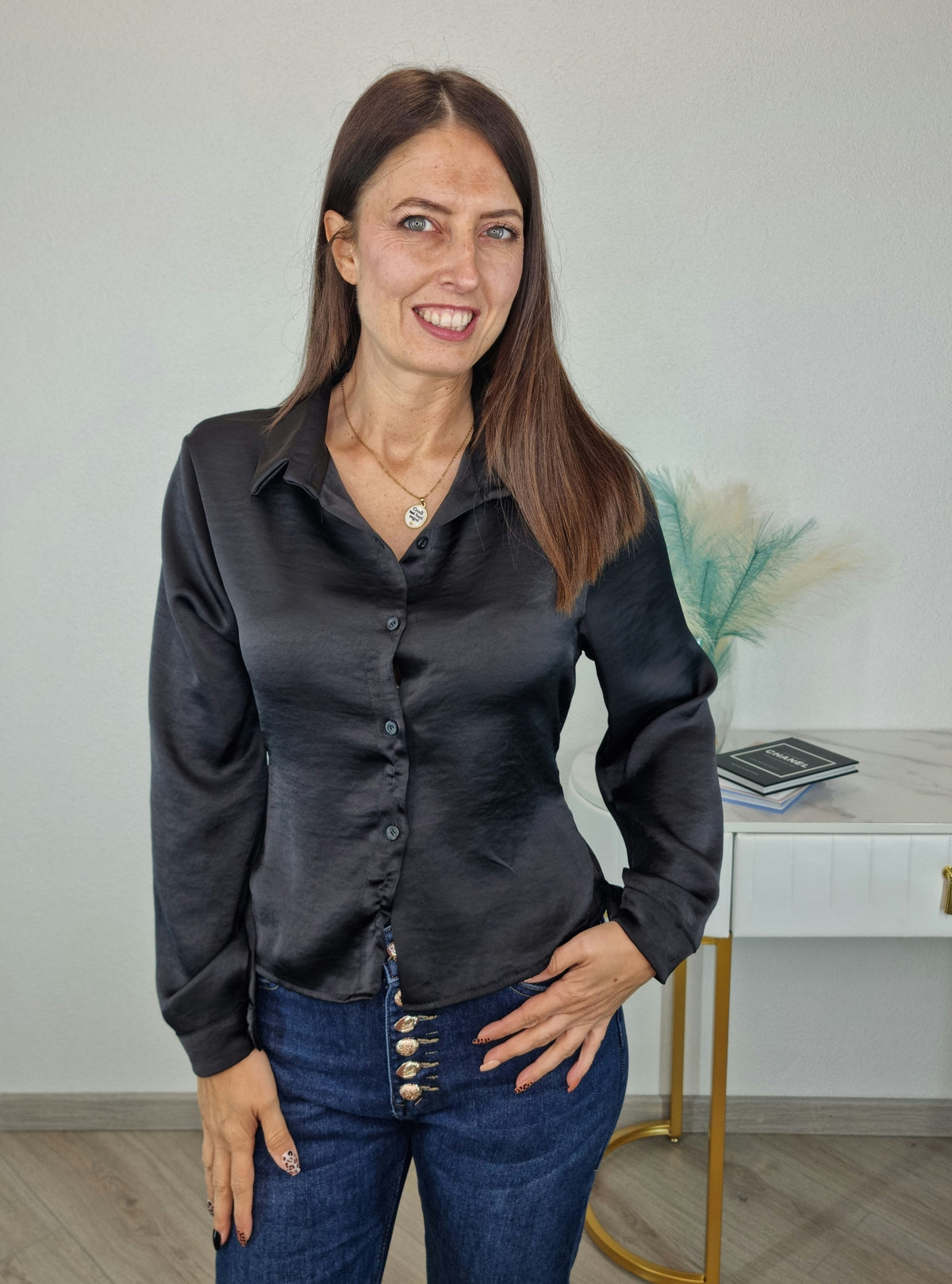 CAMICIA SATIN NERA