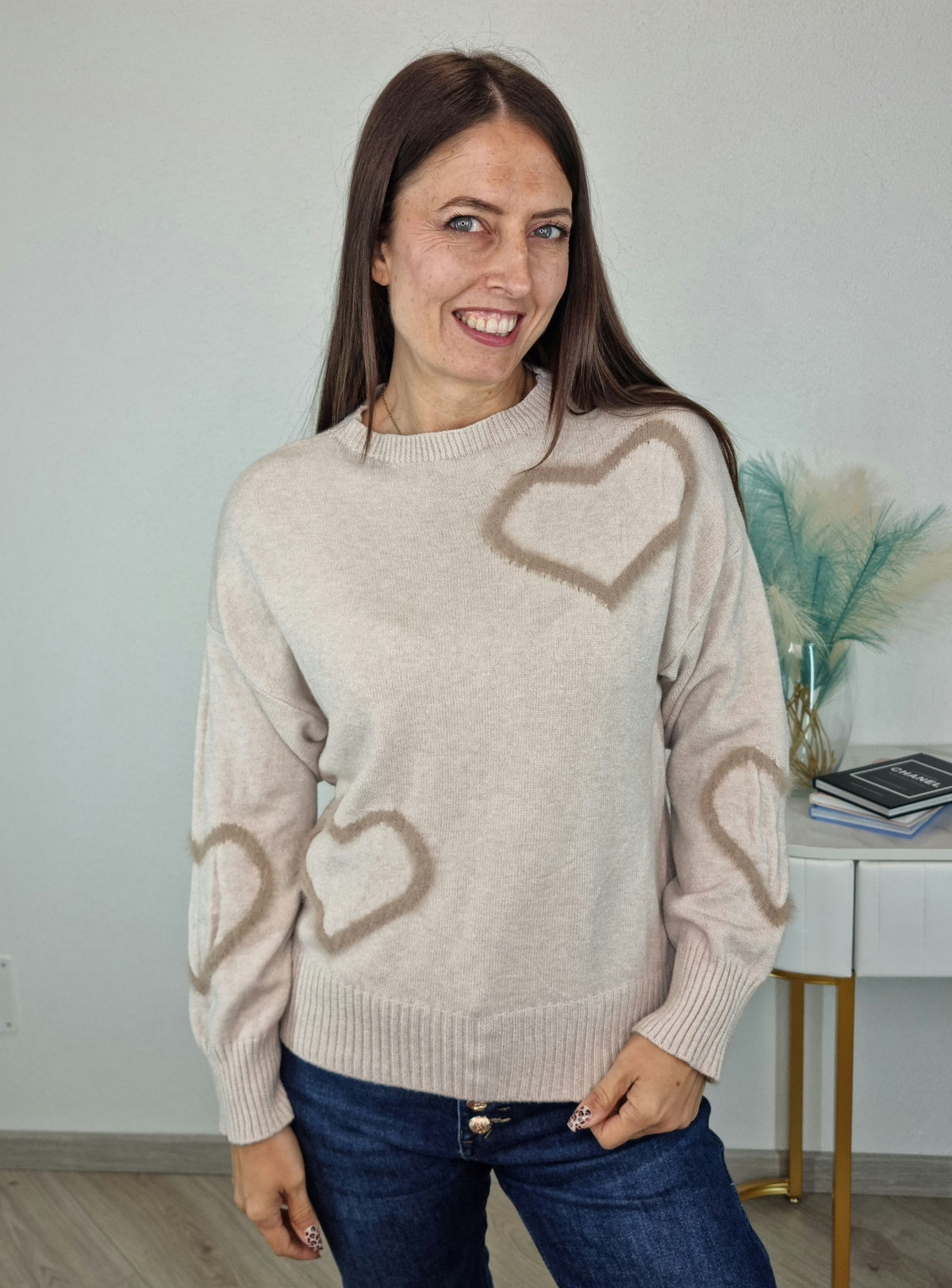 PULL CUORI BEIGE