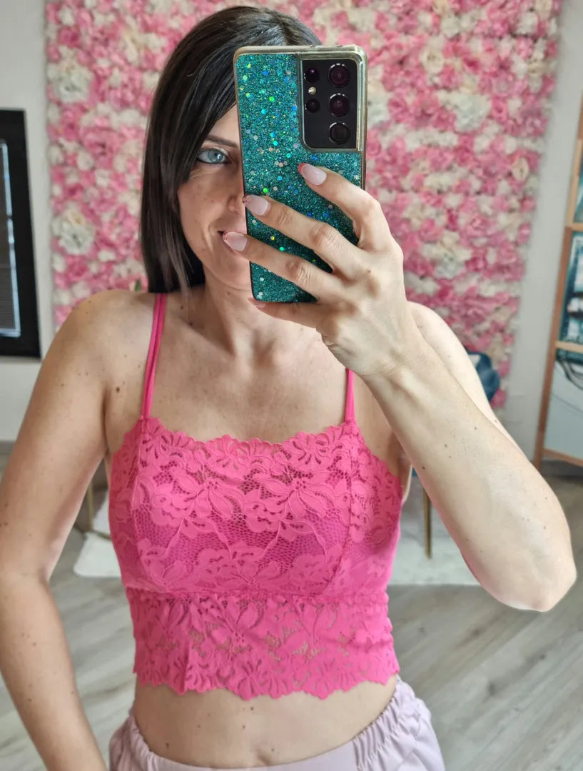 Top pizzo fucsia