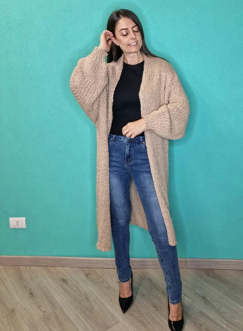 Cardigan malibù cammello