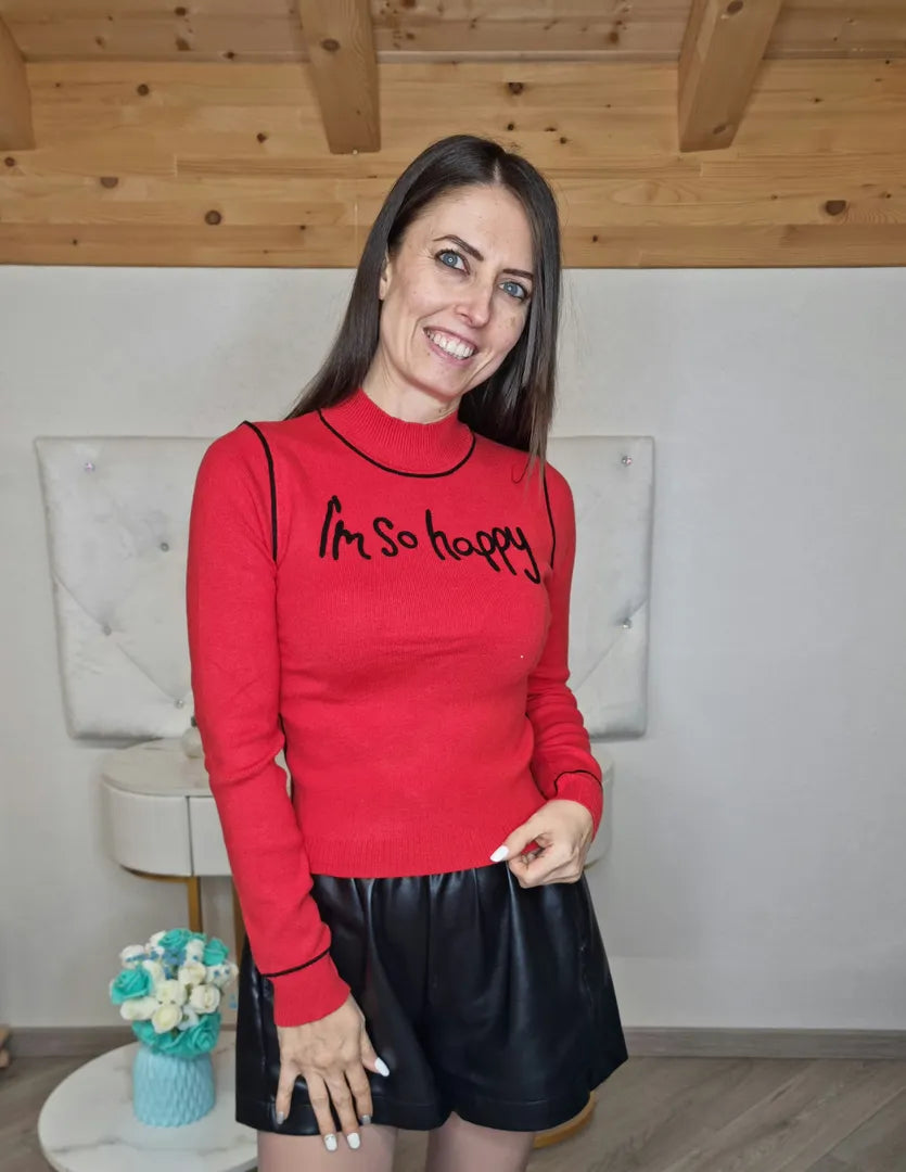 Pull coccinella happy rosso