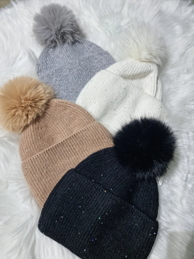 Berretta pon pon lurex (vari colori)