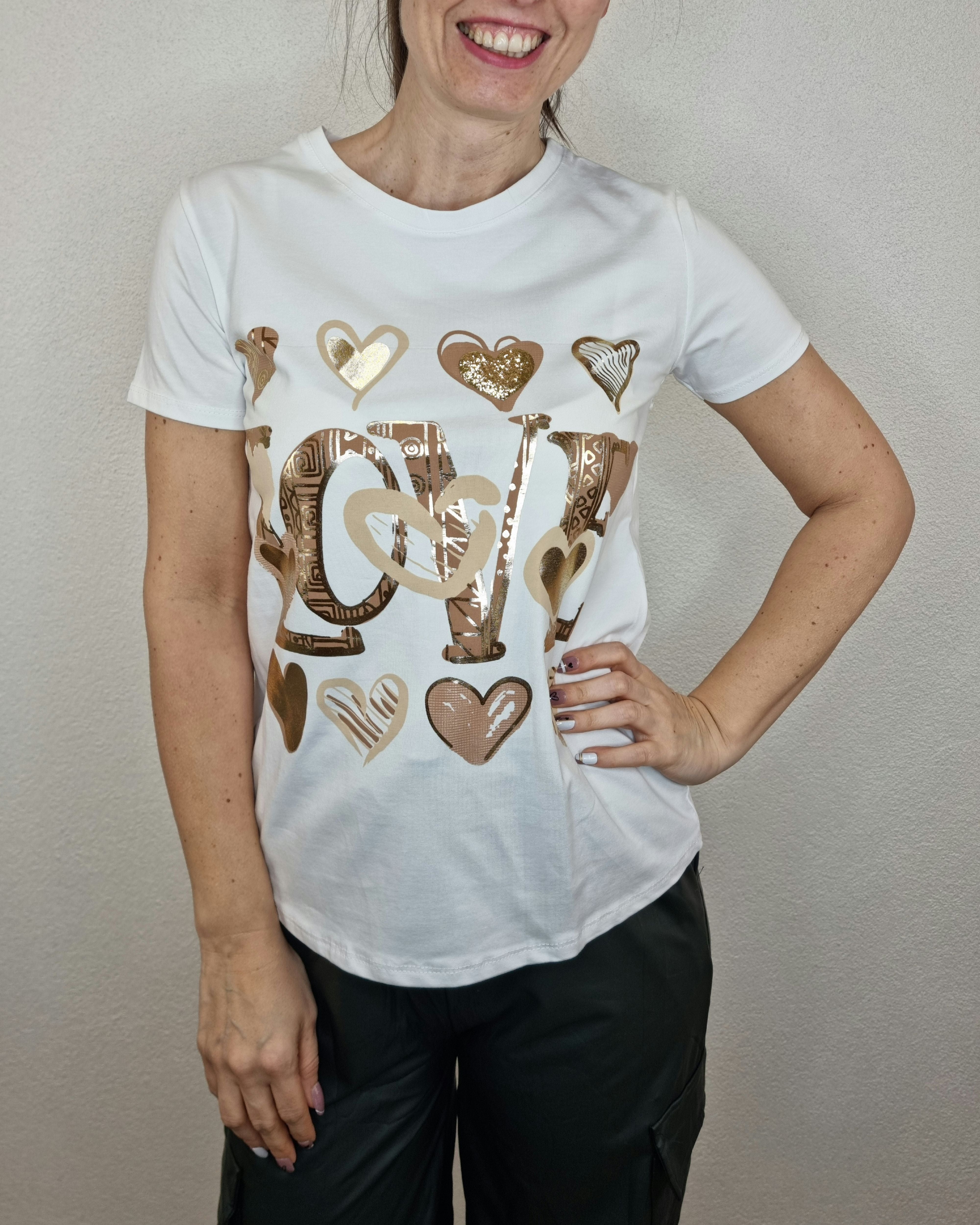 T-SHIRT LOVE CAMMELLO