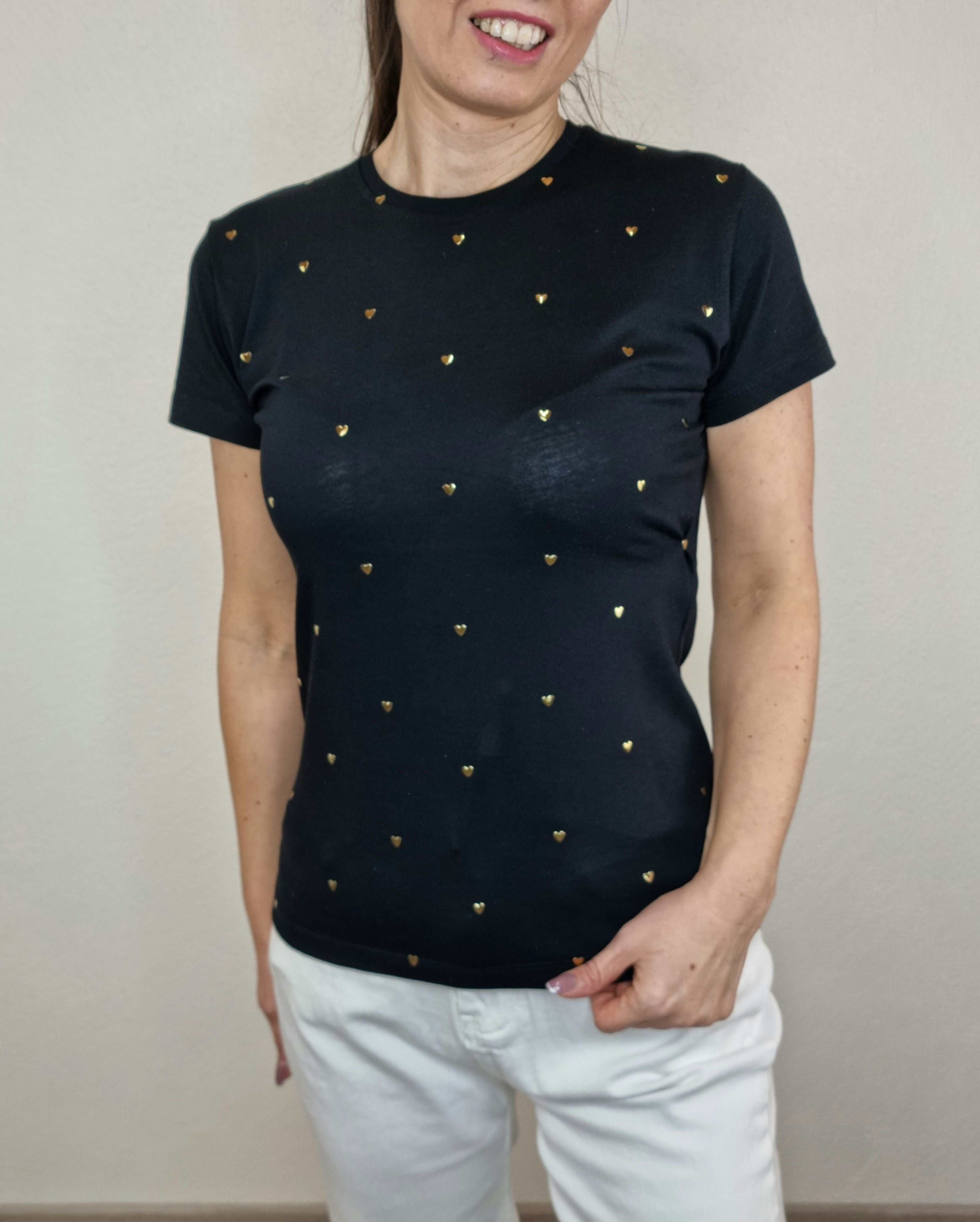 T-SHIRT COCCINELLA CUORE NERA