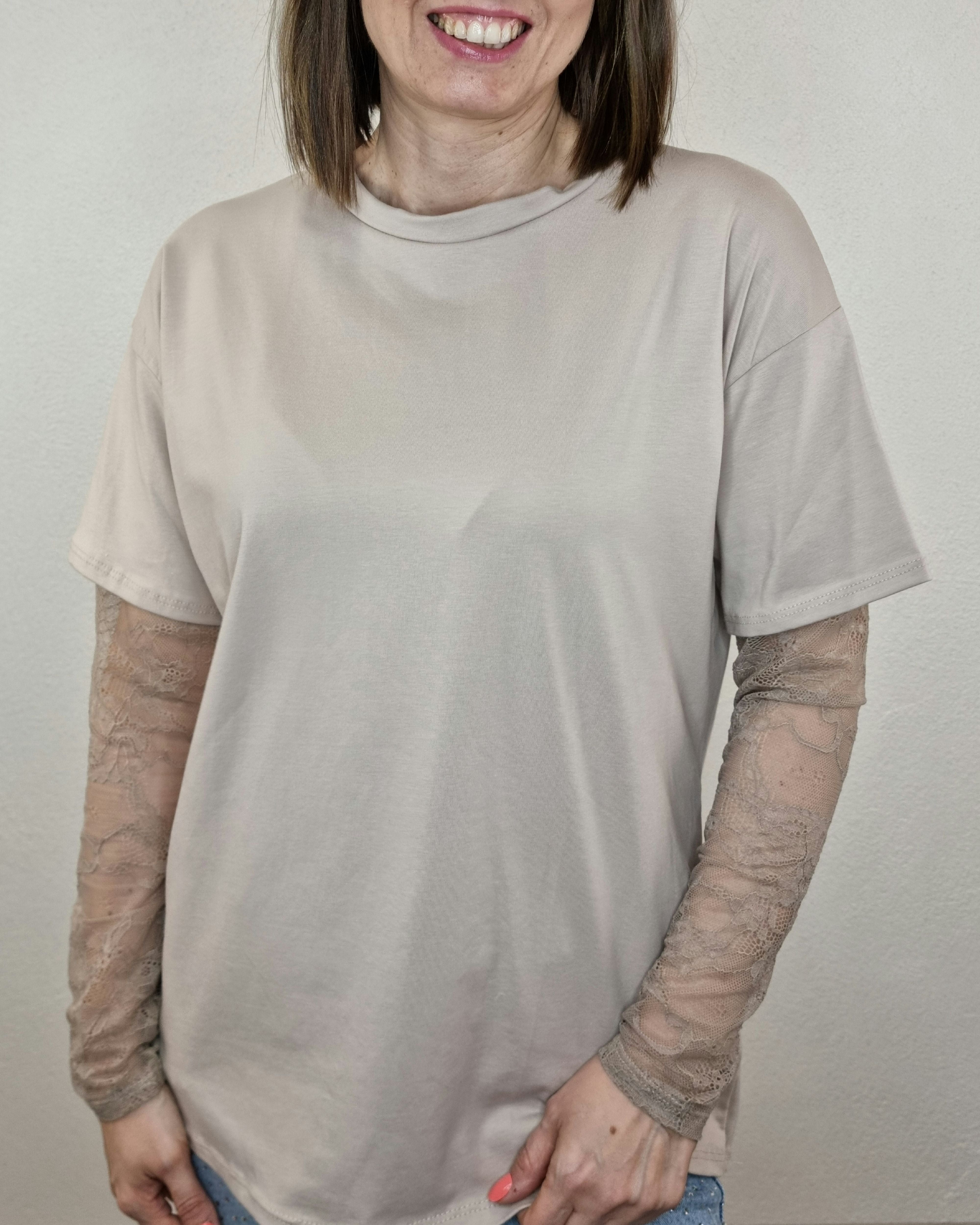 T-SHIRT PIZZO BEIGE