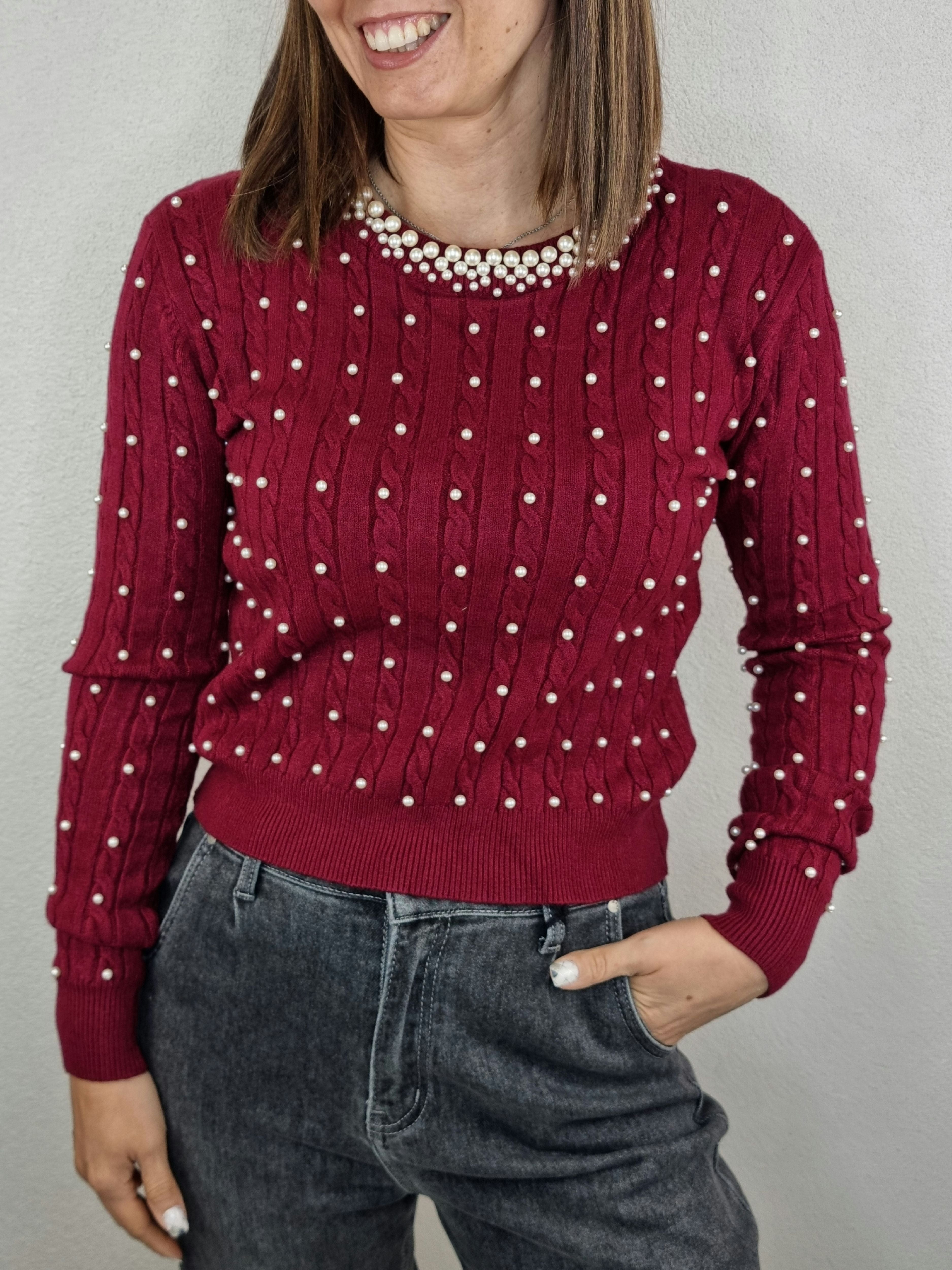 PULL CIVICO PERLE BORDEAUX