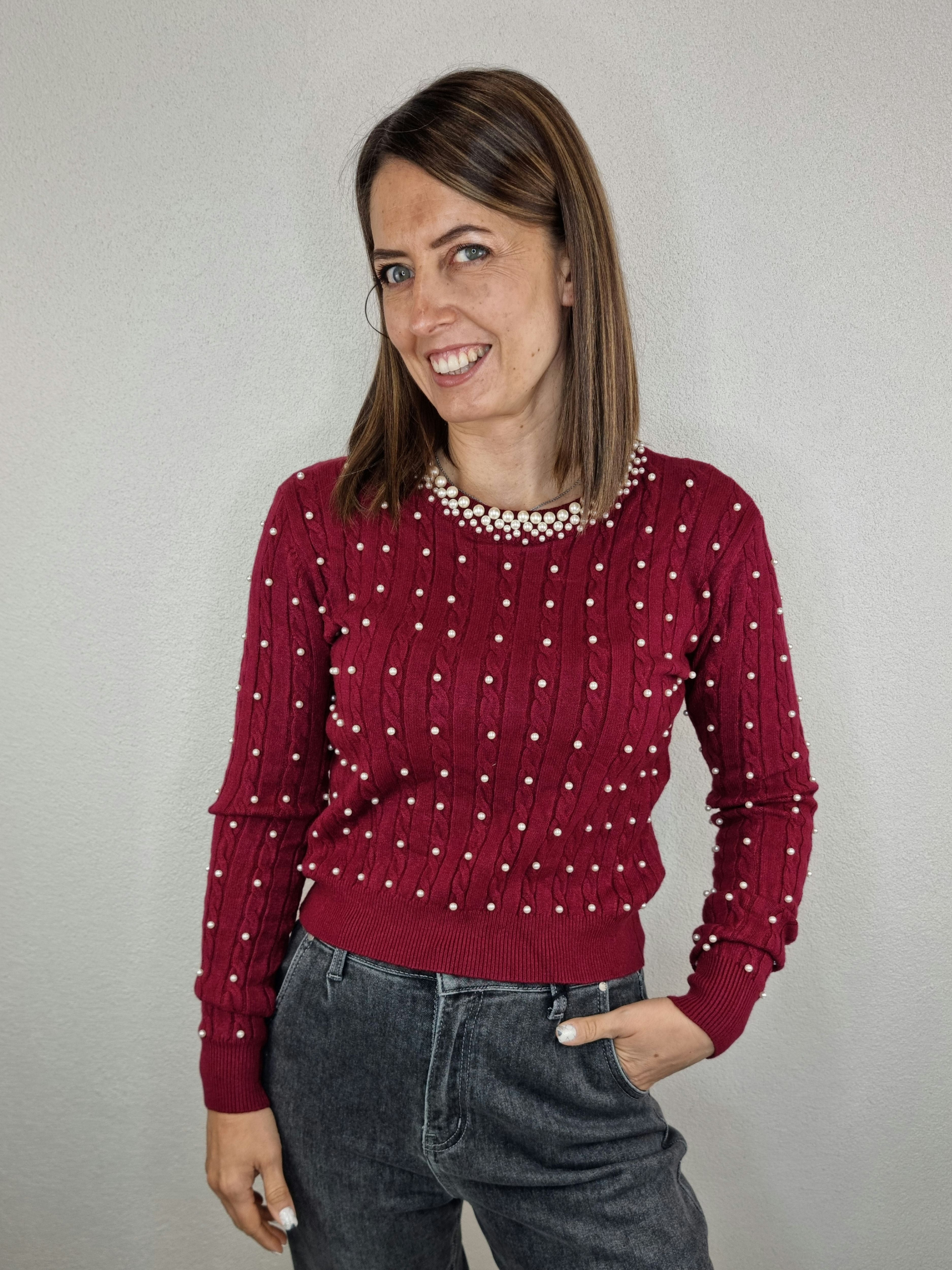 PULL CIVICO PERLE BORDEAUX