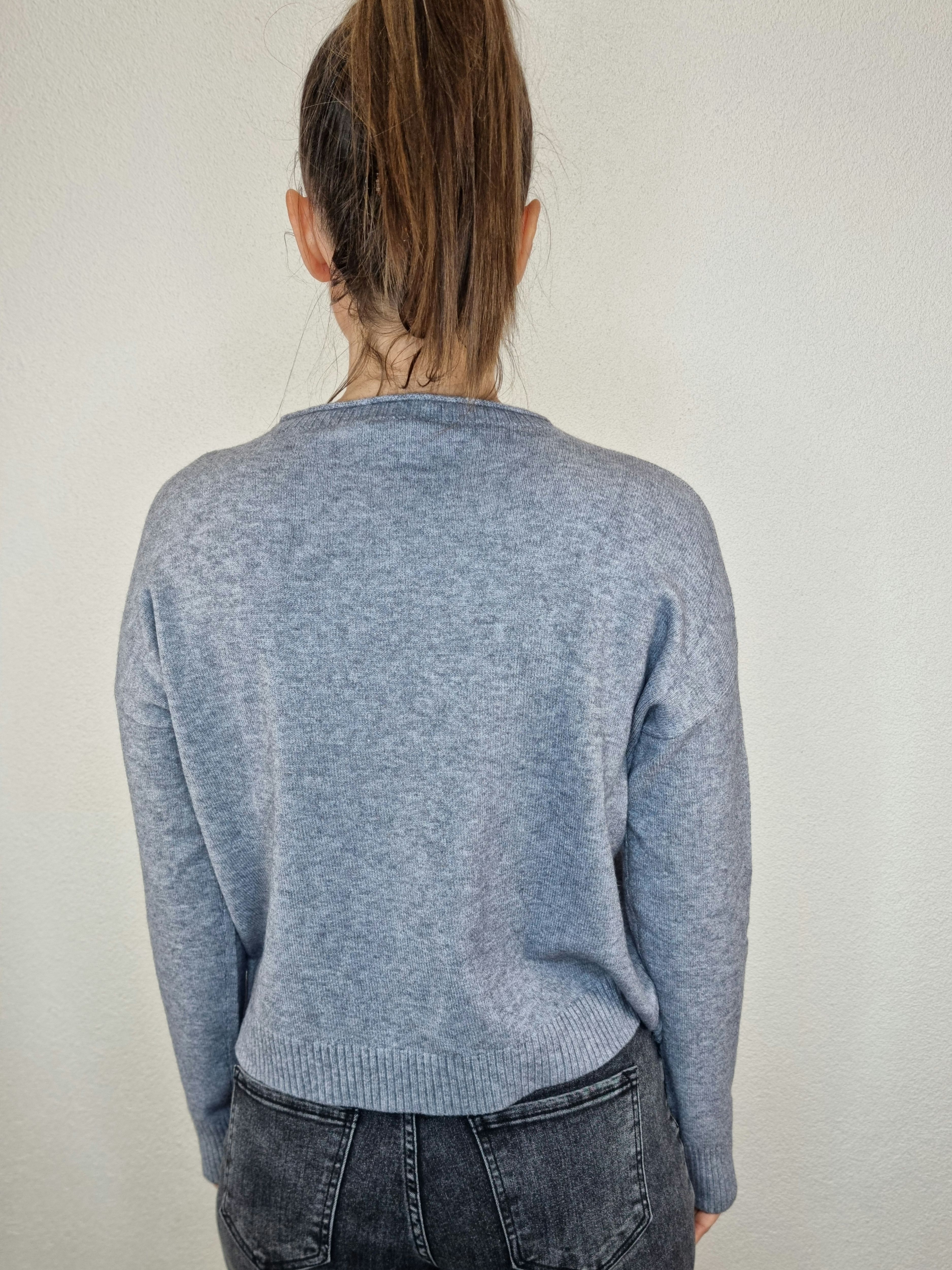 PULL COCCINELLA STRASS GRIGIO