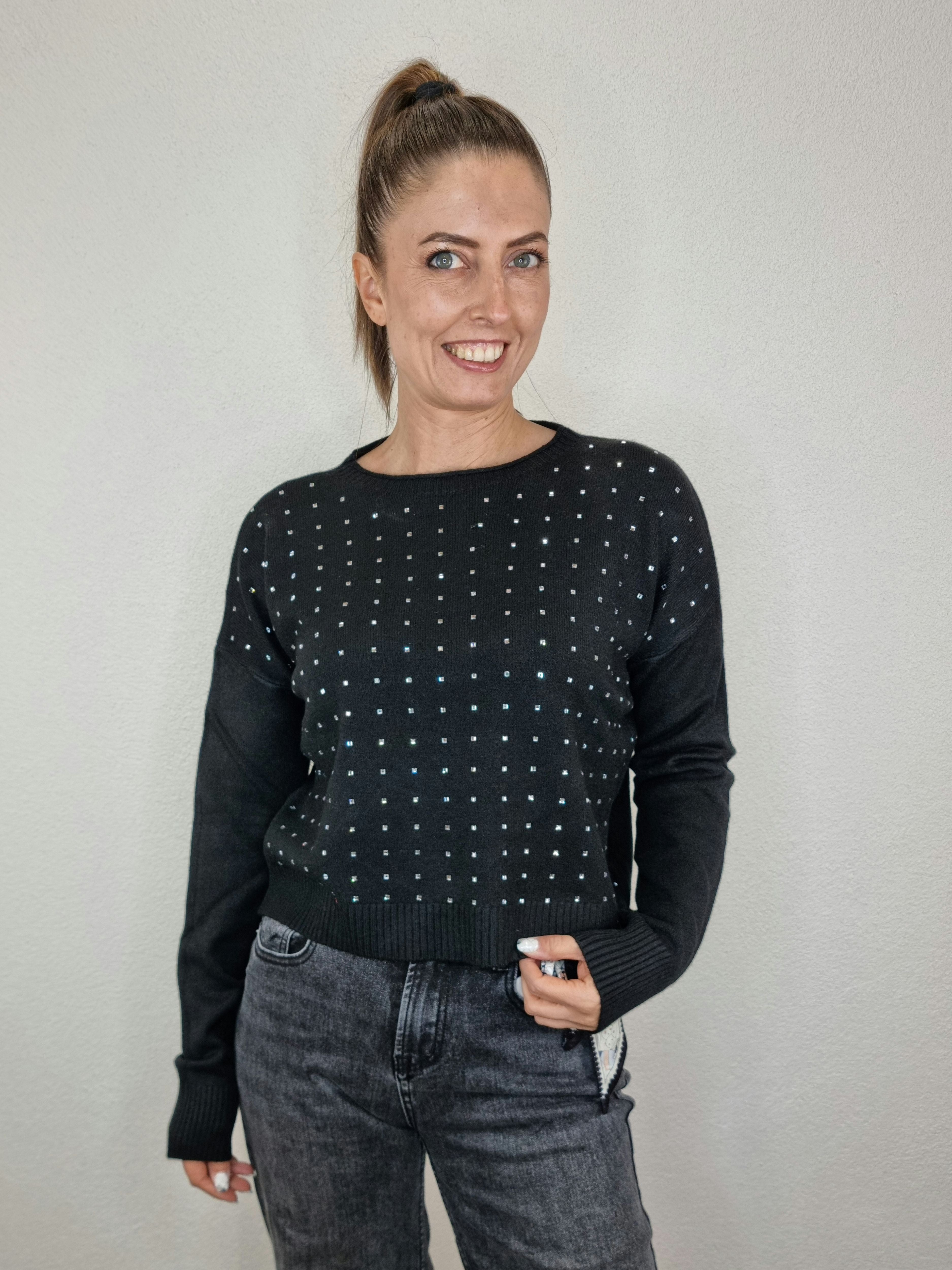PULL COCCINELLA STRASS NERO