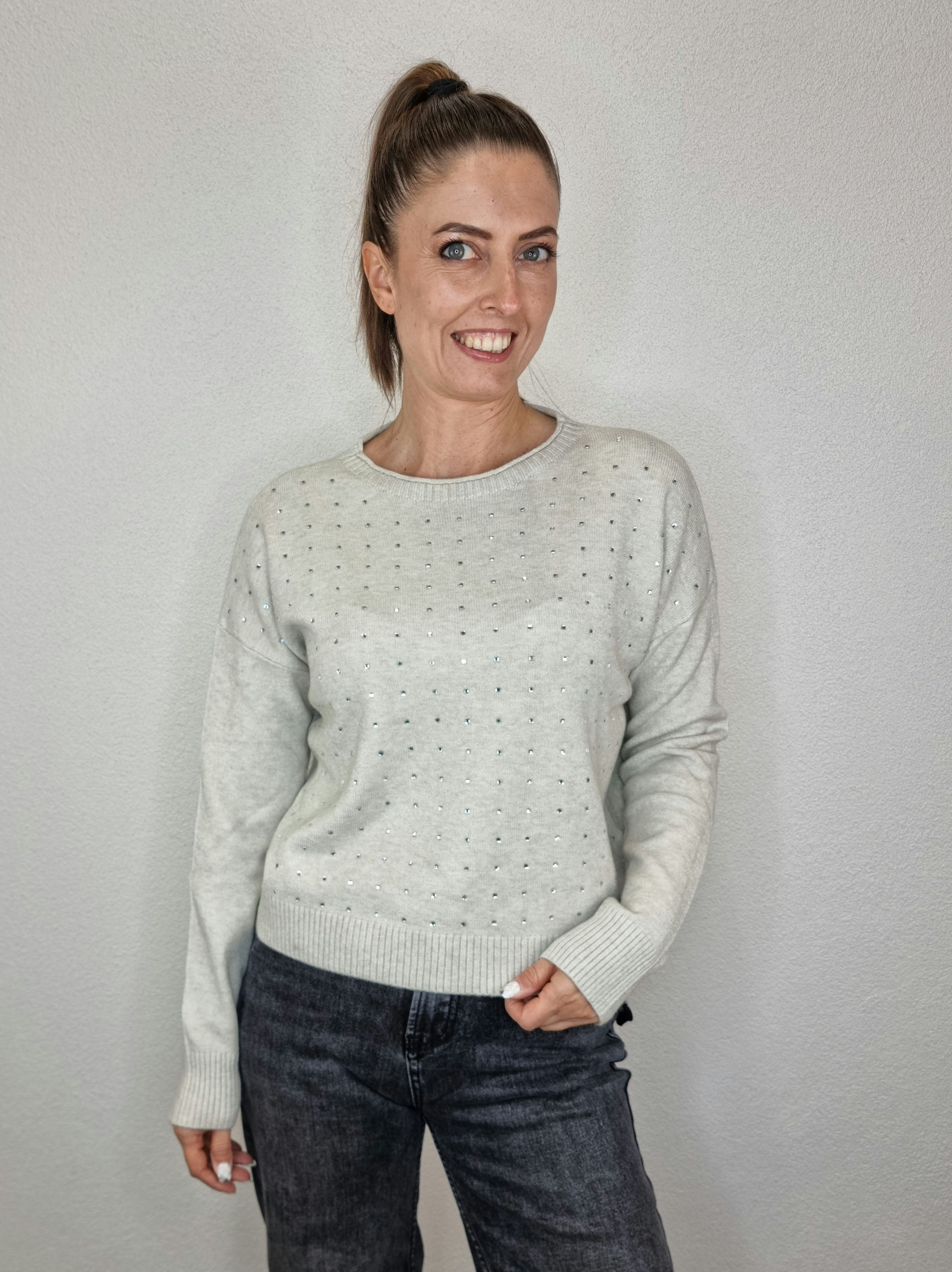 PULL COCCINELLA STRASS BEIGE