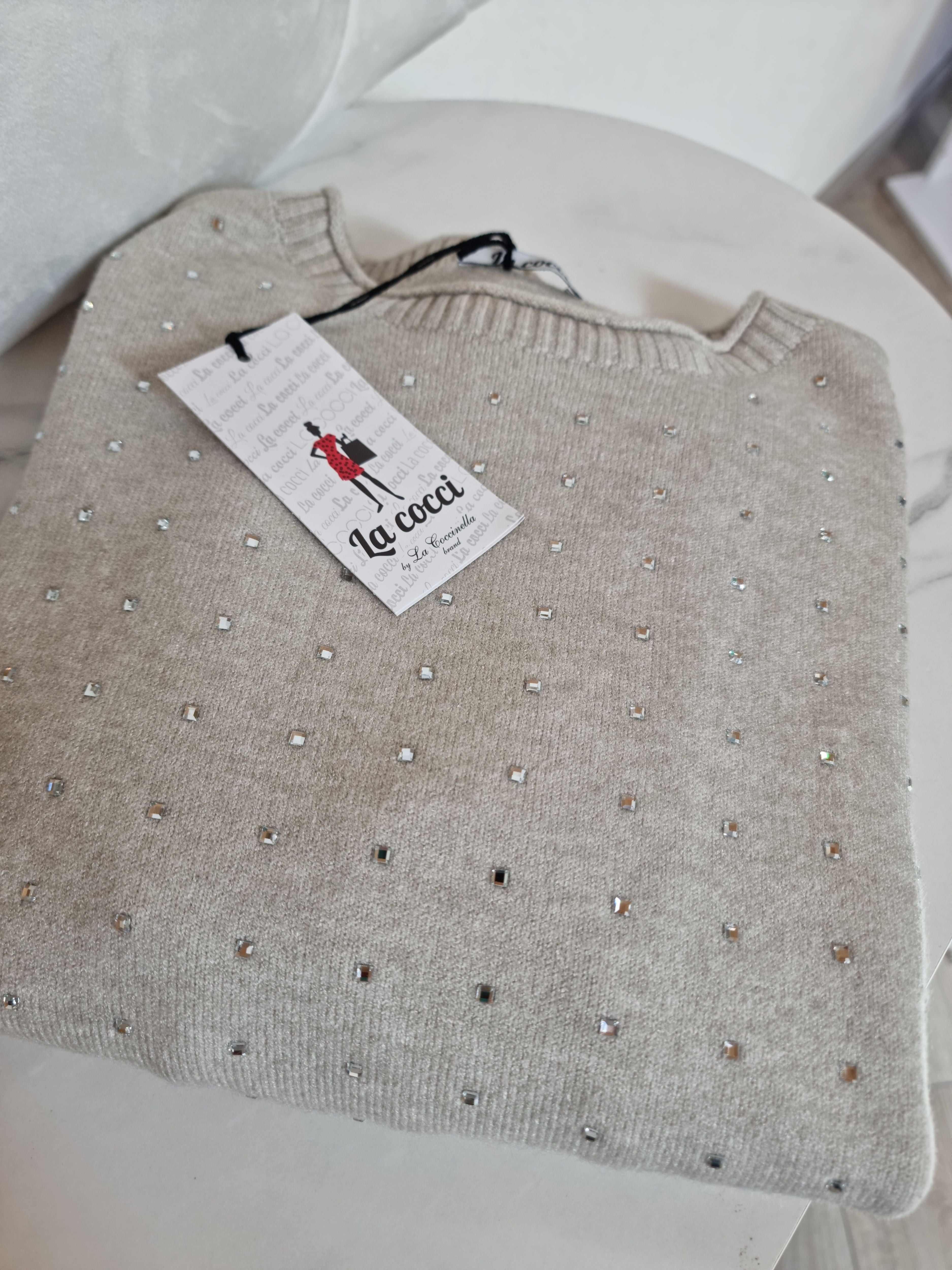 PULL COCCINELLA STRASS BEIGE