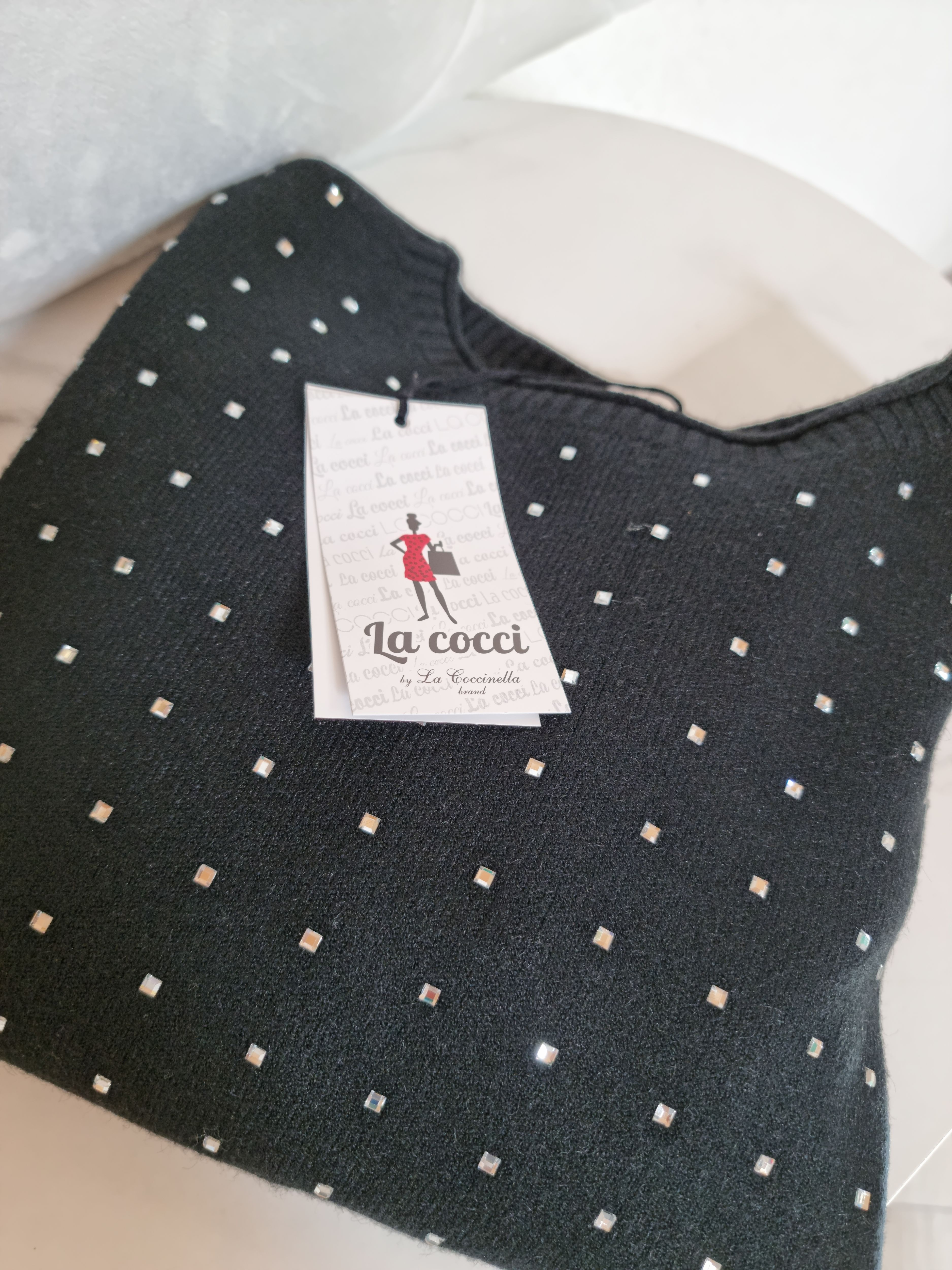PULL COCCINELLA STRASS NERO