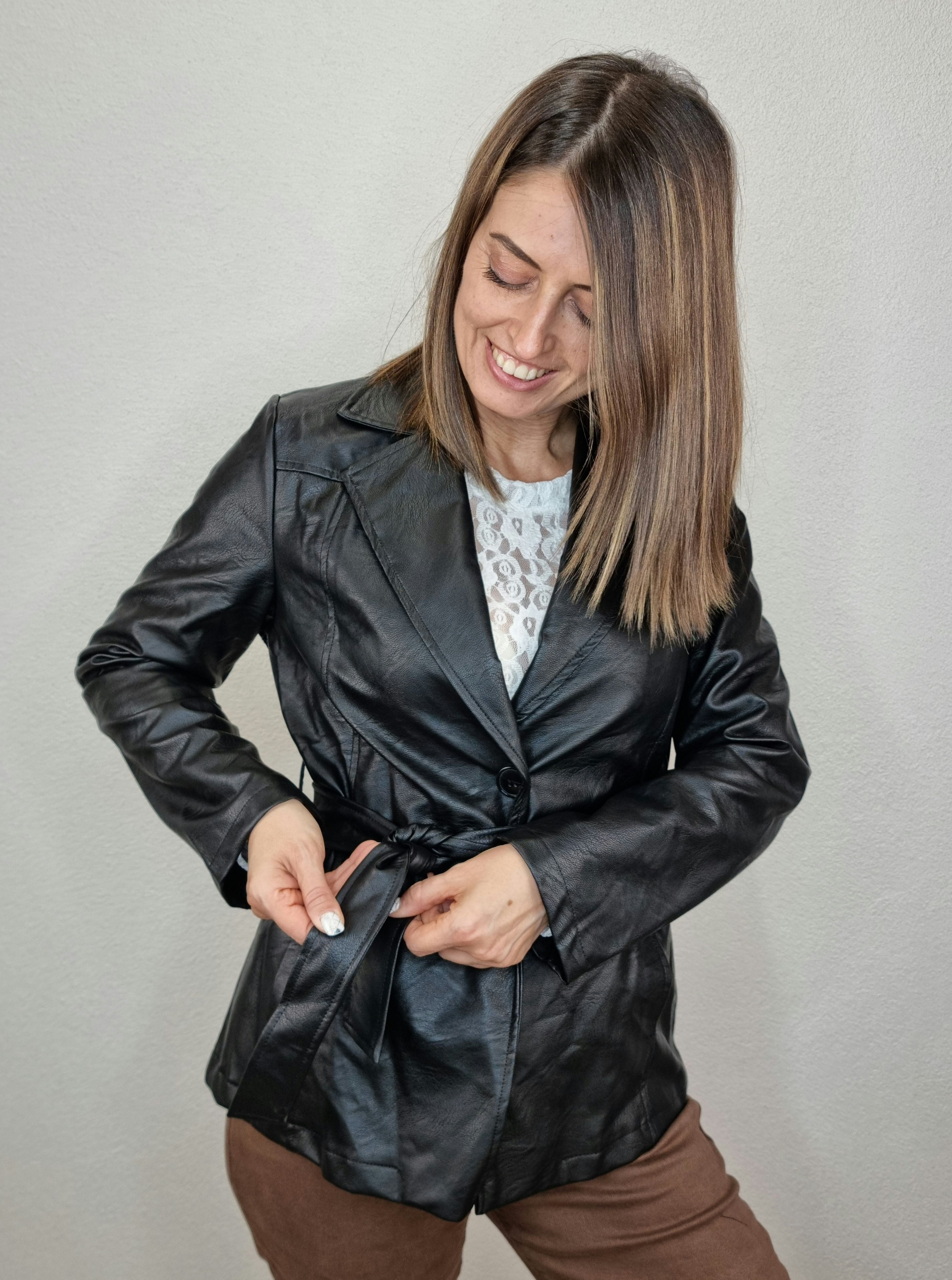 BLAZER NERO SIMIL PELLE